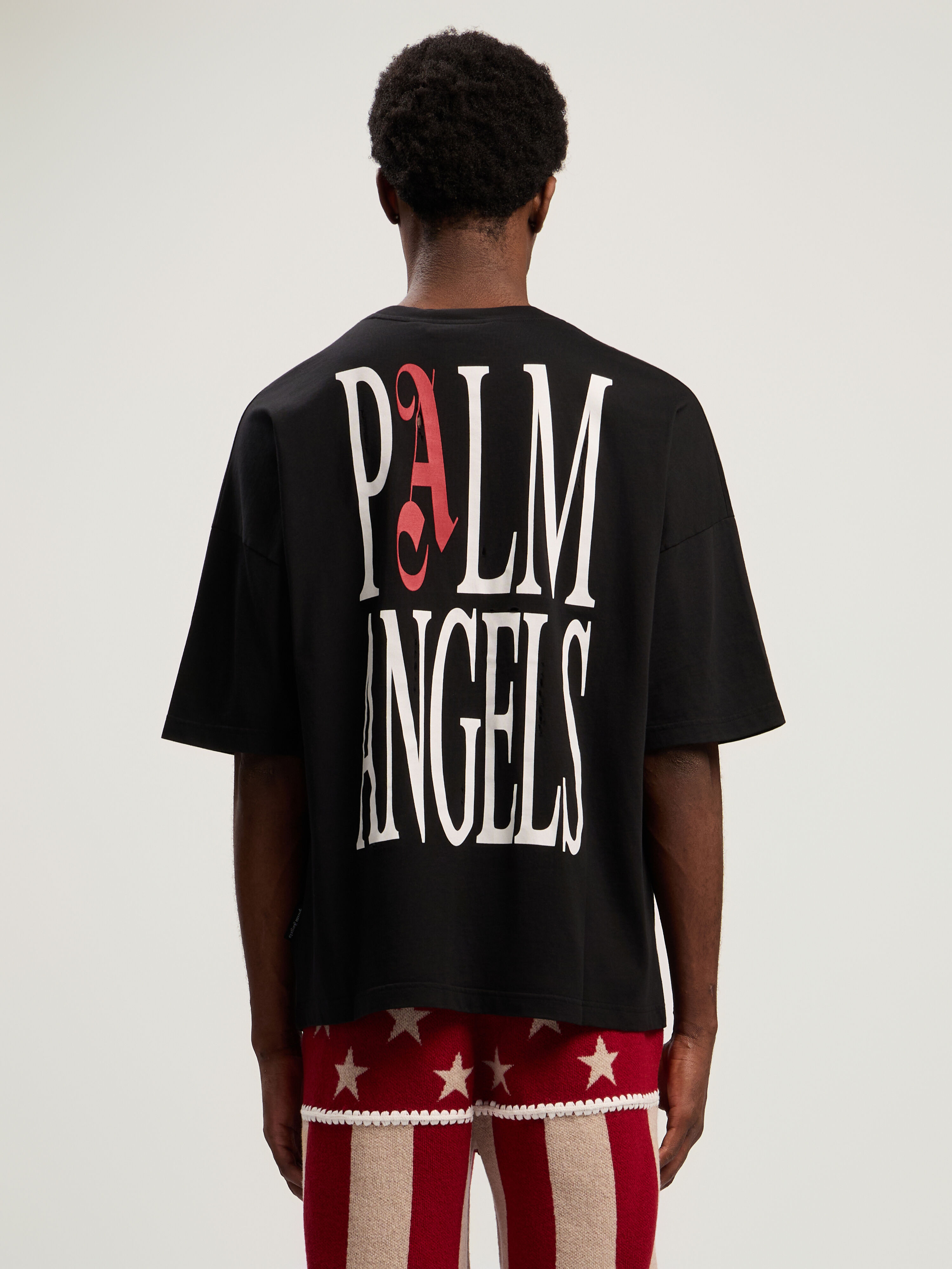PALM ANGELS Flames Flag Loose T-Shirt BLACK - MULTICOLOR PMAA10DF25JER002