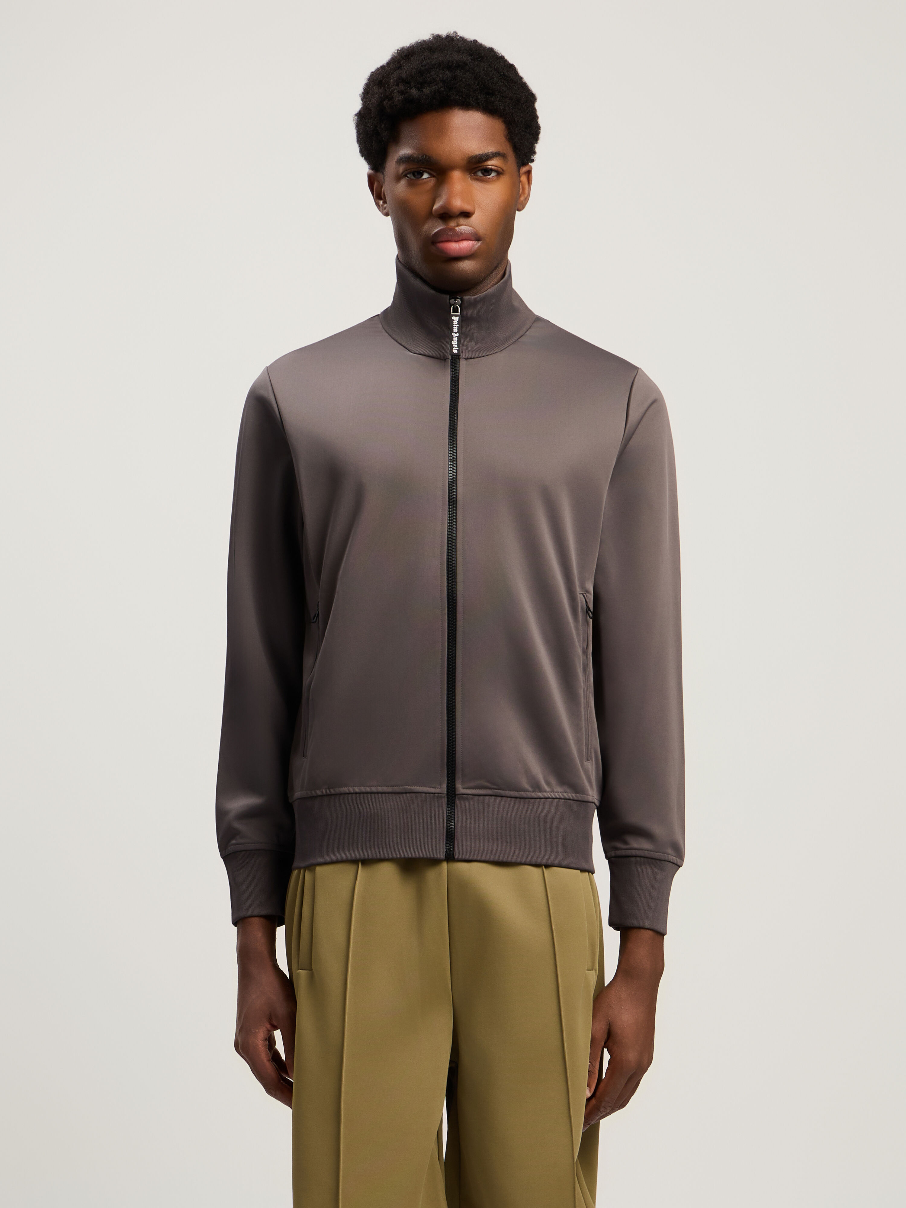 PALM ANGELS Back Curved Logo Track Jacket DARK GREY - OFF WHITE PMBD089F25FAB002