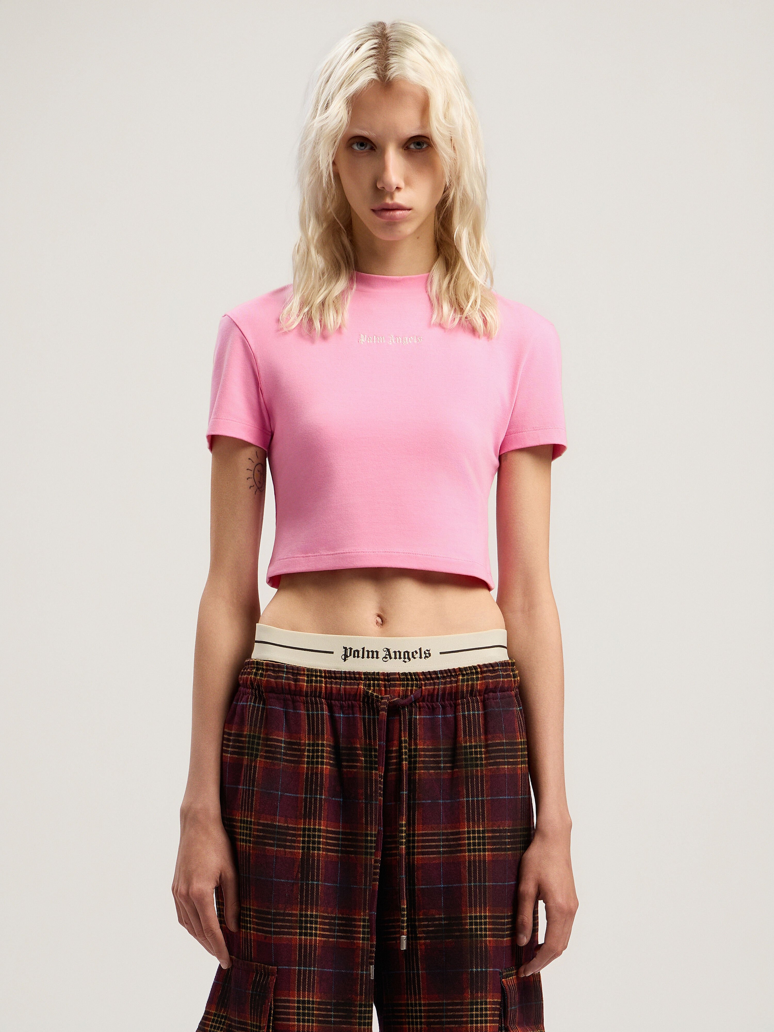 Classic Logo Baby Tee PALM ANGELS Classic Logo Baby Tee PINK - OFF WHITE PWAA077F25JER001