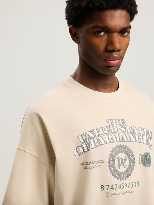 PALM ANGELS Pa Dollar Loose T-Shirt IVORY - BLACK PMAA10DF25JER003