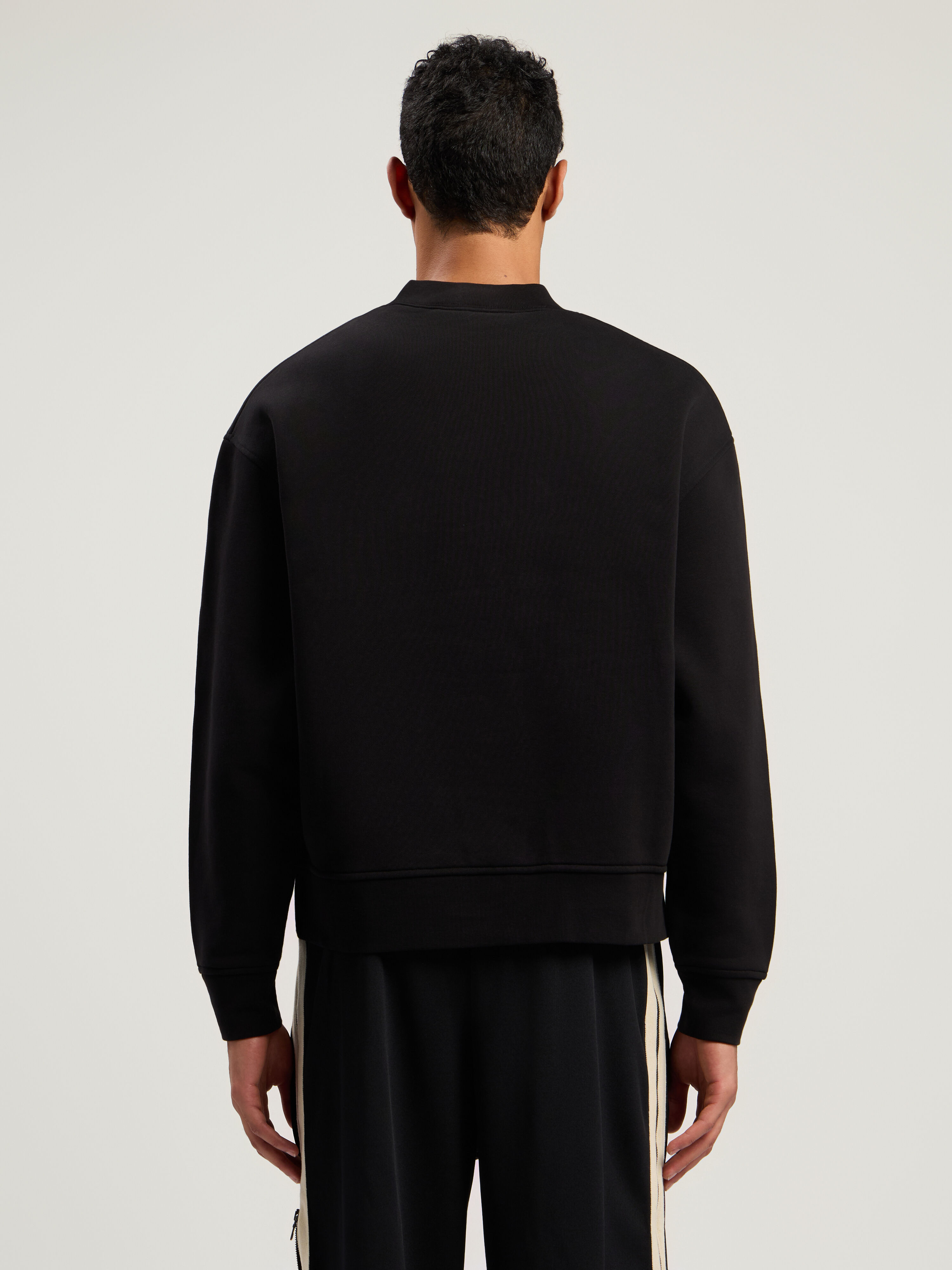 PALM ANGELS Neck Logo Crew Sweatshirt BLACK - FUCHSIA PMBA08HF25FLE005