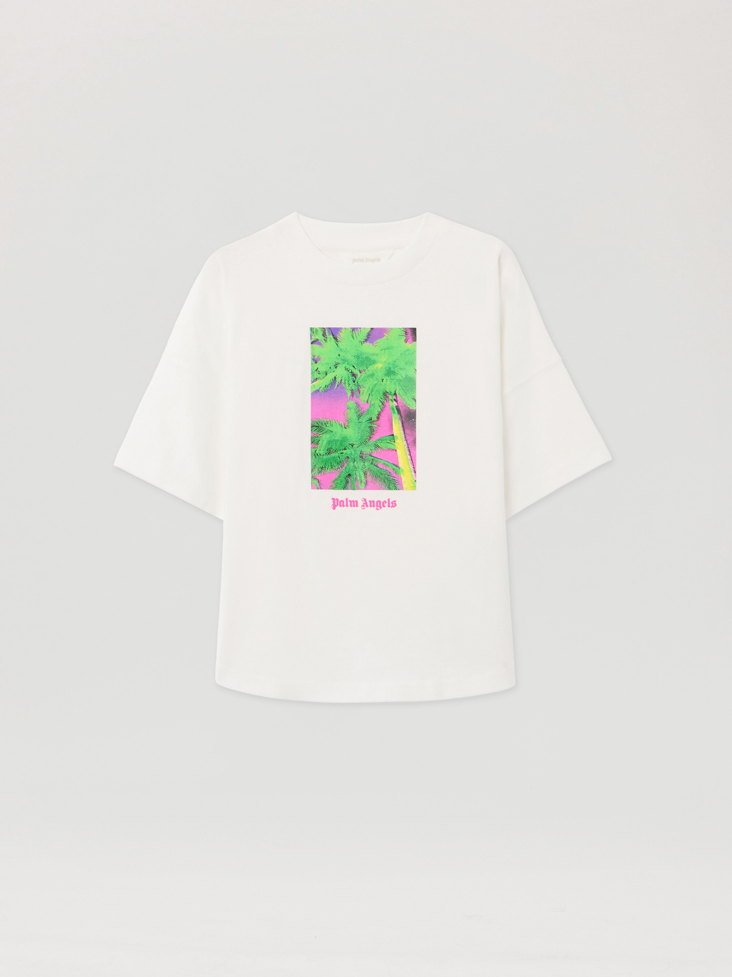 PALM ANGELS Solarized Palms T-Shirt OFF WHITE - GREEN PGAA001F25JER001