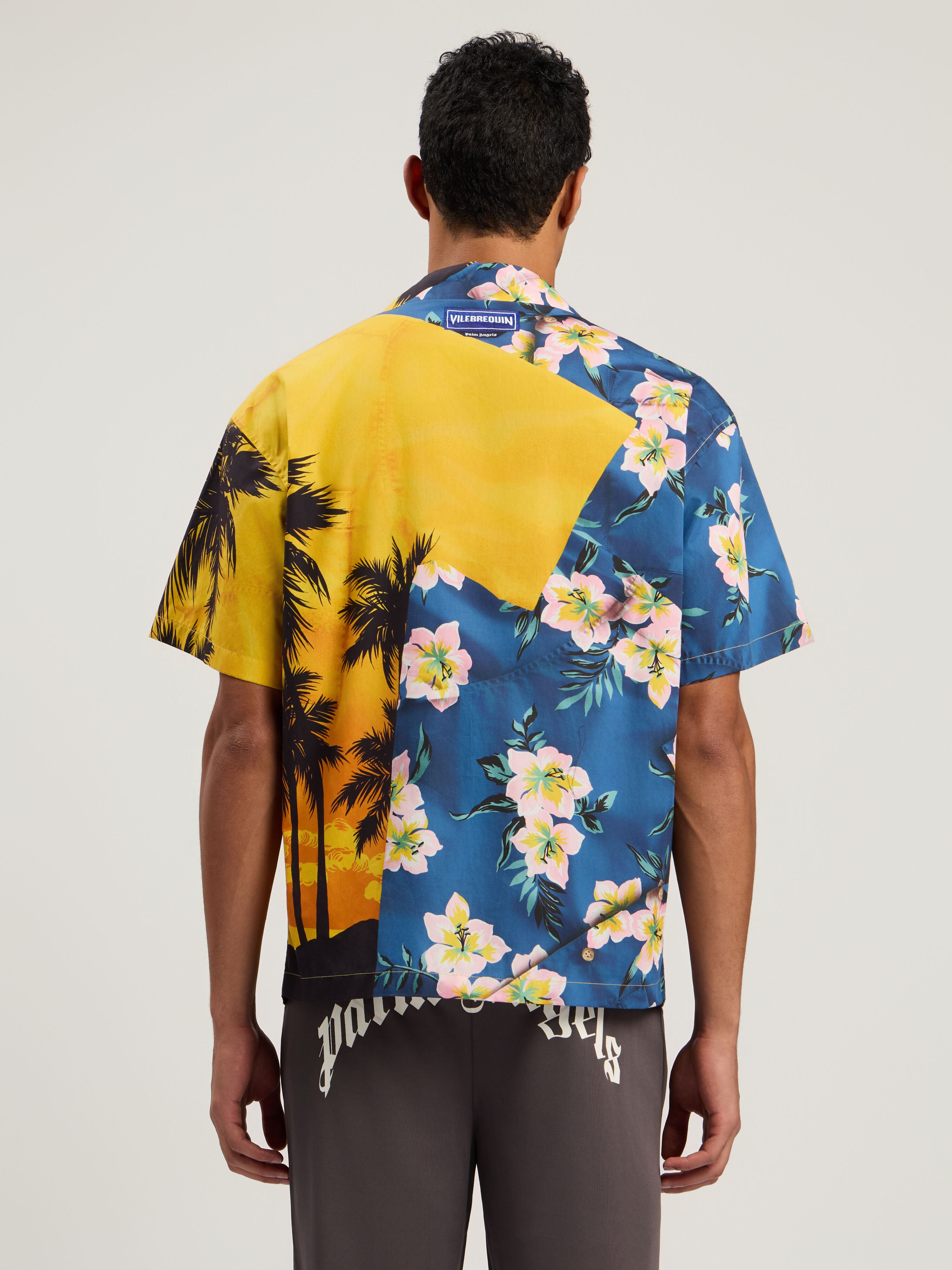 PALM ANGELS PaxVlbq  Hawaian Mix Shirt BLUE - YELLOW PMGG00DF25FAB001
