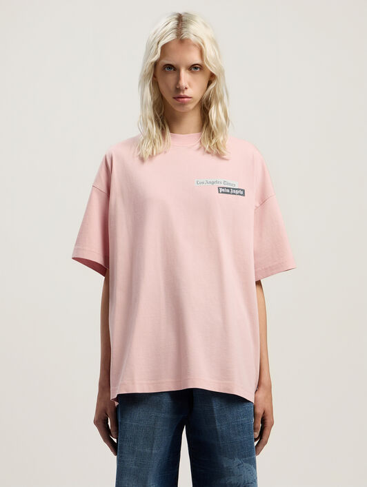 PALM ANGELS PaxLaTimesGraphic Loose Tee PINK - BLACK PWAA07BF25JER001