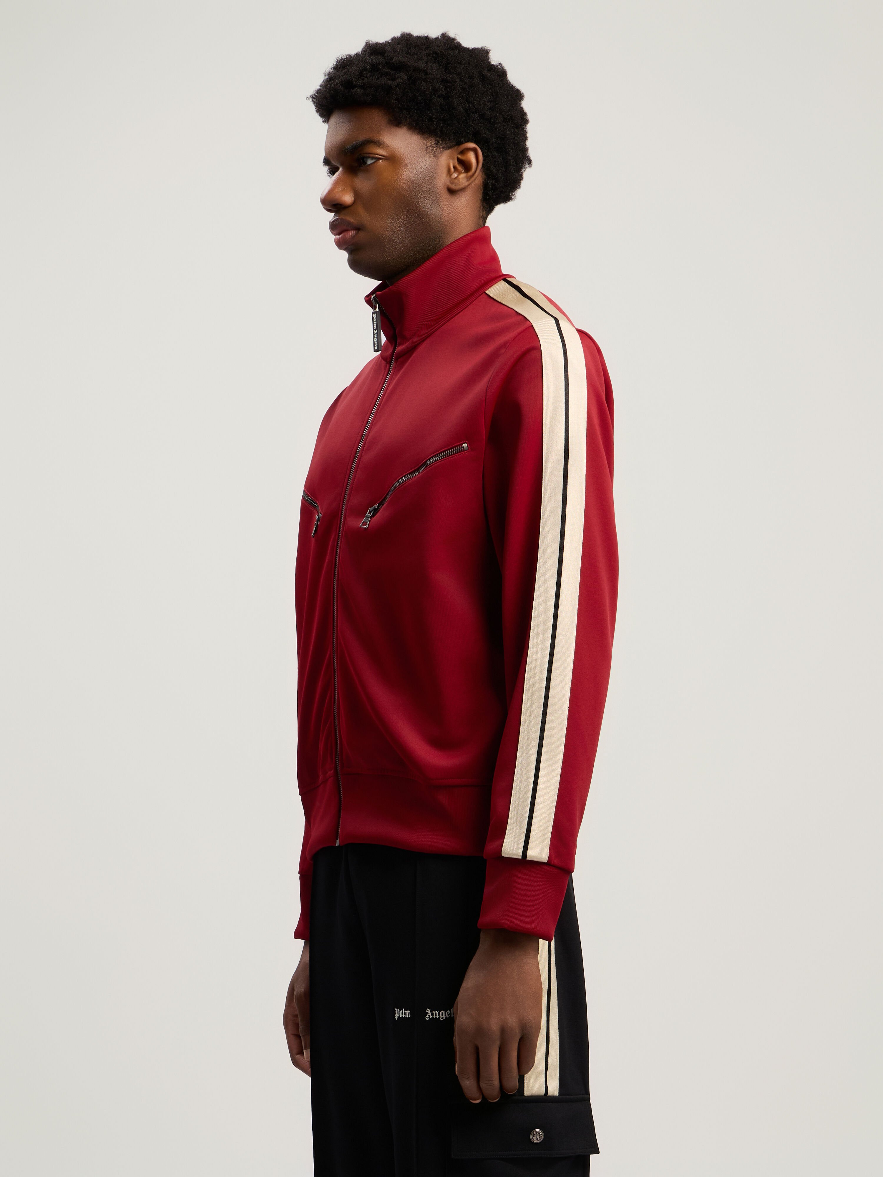 PALM ANGELS Curved Logo Zip-Up Track Jacket RED - OFF WHITE PMBD08HF25FAB001