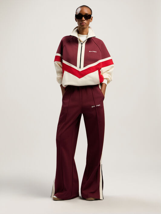 PALM ANGELS Colorblock Zip Track Pants BURGUNDY - OFF WHITE PWCJ039F25FAB001