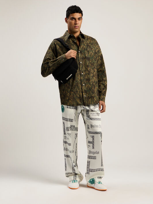 PALM ANGELS Classic Logo Fanny Pack BLACK - OFF WHITE PMNO009F25FLE001