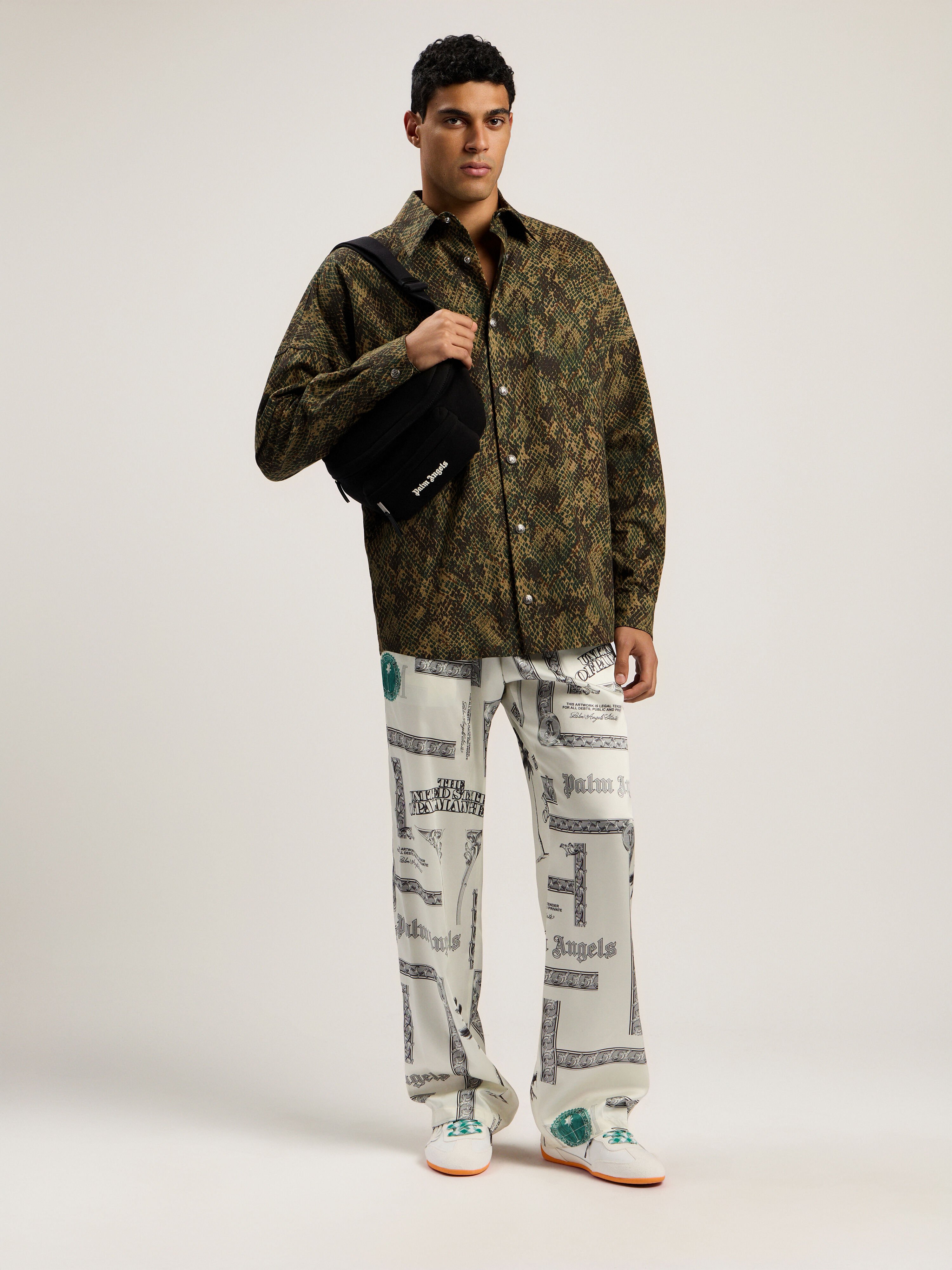 PALM ANGELS Classic Logo Fanny Pack BLACK - OFF WHITE PMNO009F25FLE001