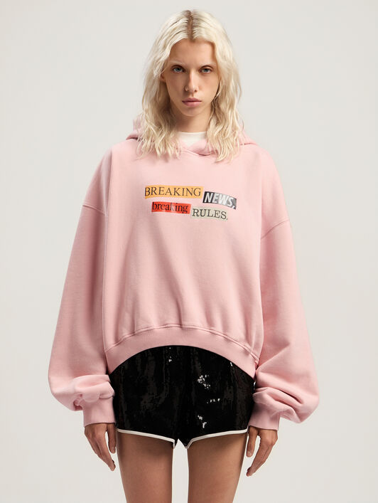 PALM ANGELS PaXLaTimes Quote Crop Hoodie PINK - MULTICOLOR PWBB076F25FLE005