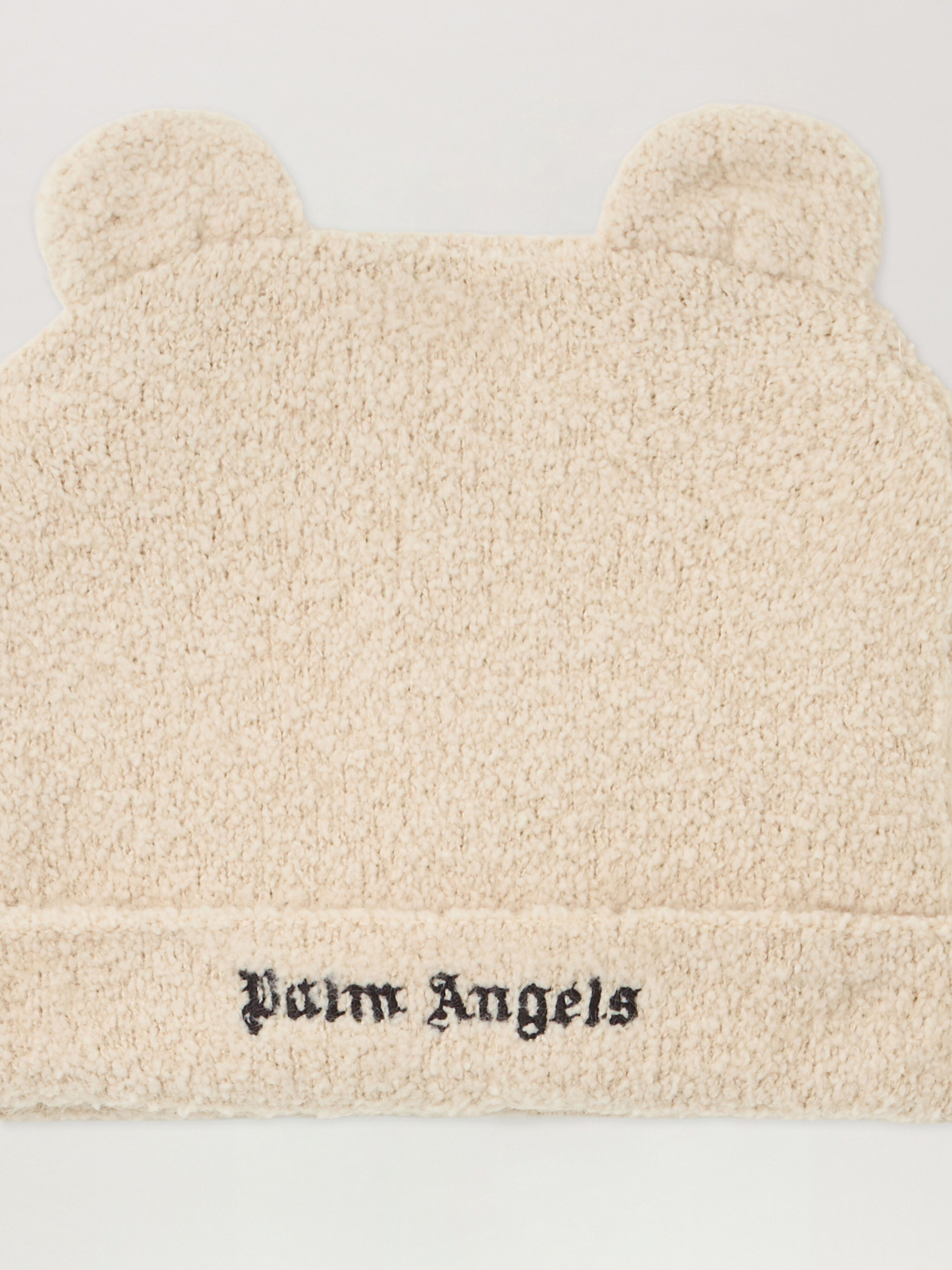 PALM ANGELS Teddy Bear Knit Beanie ECRU - BROWN PBXY005F25KNI001