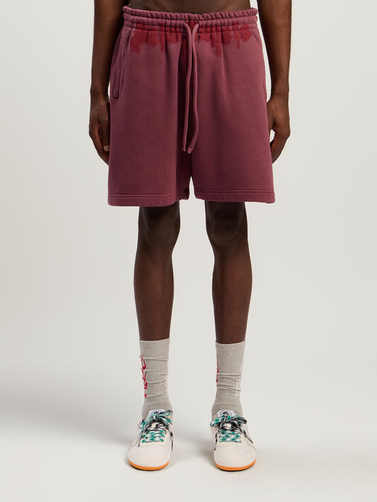 PALM ANGELS Spray Waist Logo Sweatshorts BURGUNDY - RED PMCI019F25FLE001