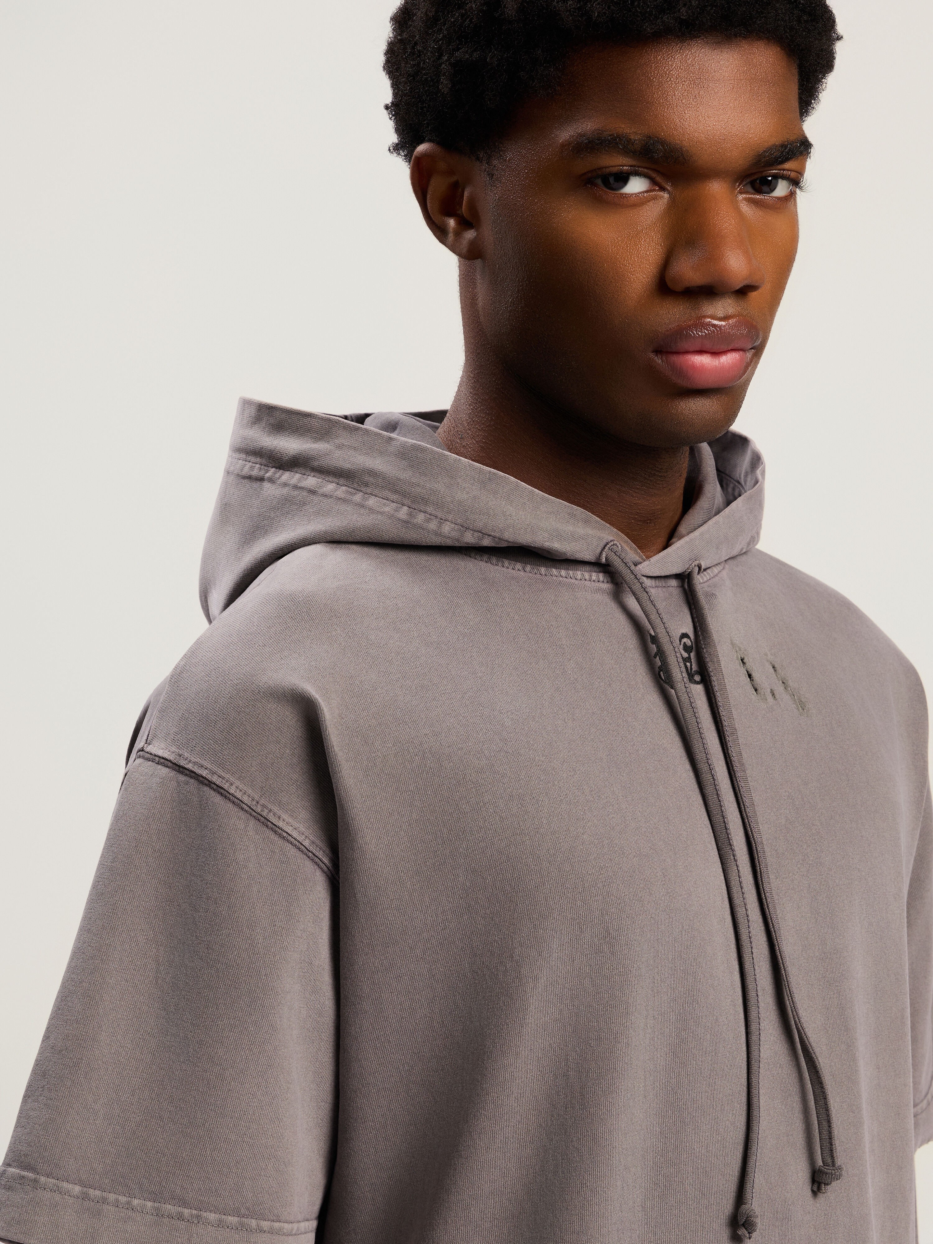 PALM ANGELS Monogram Distressed Hoodie MEDIUM GREY - BLACK PMBB178F25FLE001