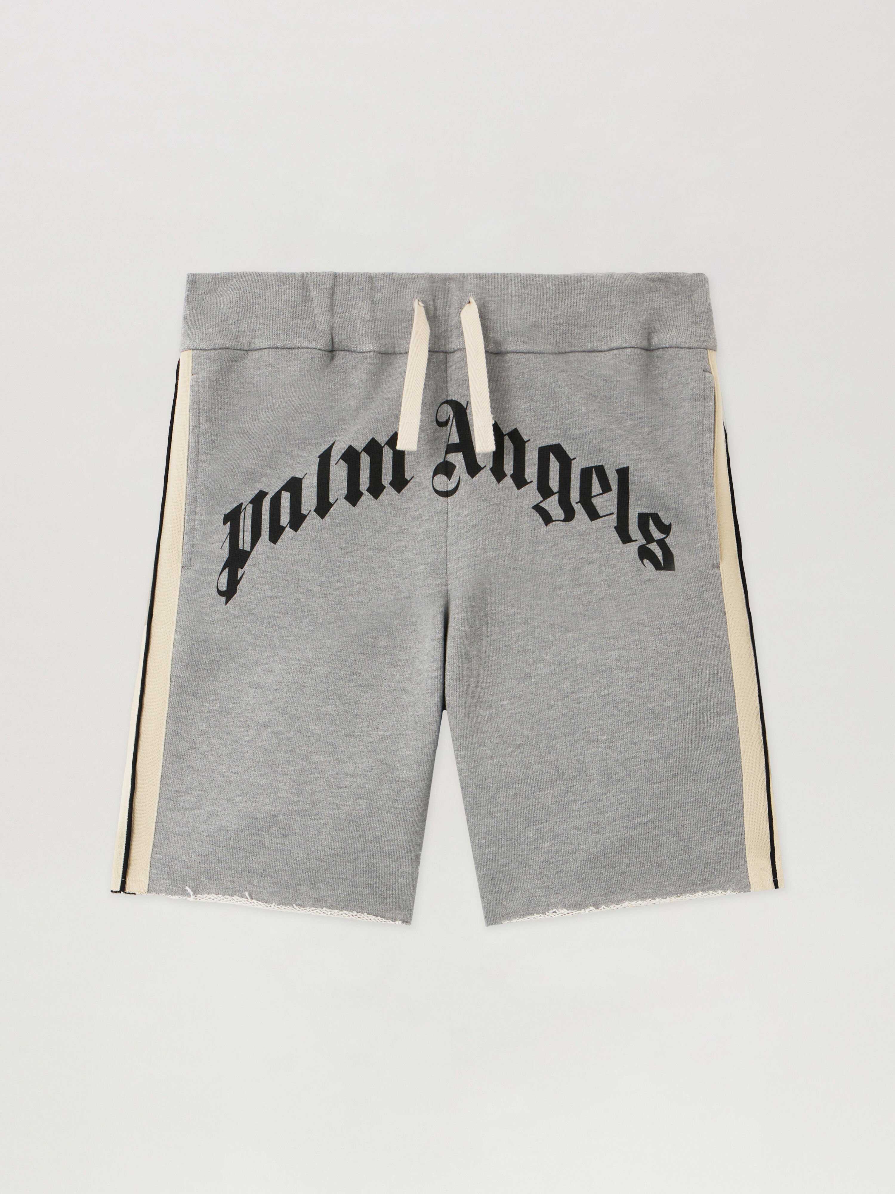 PALM ANGELS Curved Logo Track Sweatshort GREY MELANGE - BLACK PMCI026F25FLE001