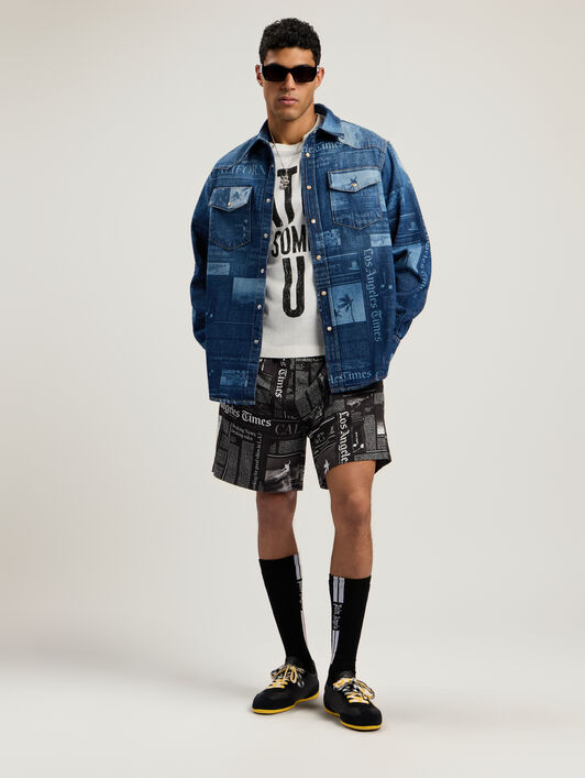 PALM ANGELS Catch Reg T-Shirt OFF WHITE - BLACK PMAA109F25JER002