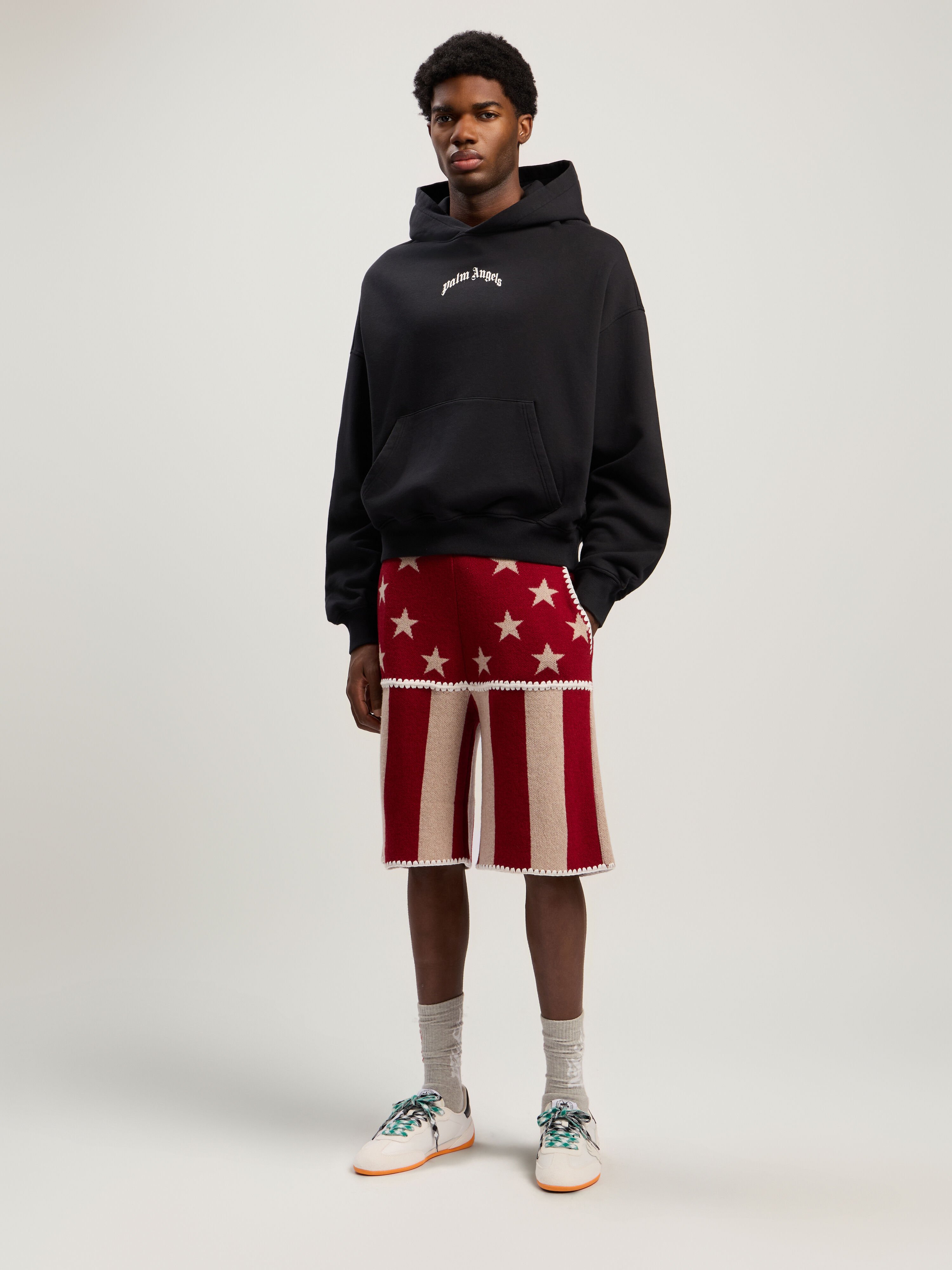 Curved Logo Loose Hoodie PALM ANGELS Curved Logo Loose Hoodie BLACK - OFF WHITE PMBB17EF25FLE004