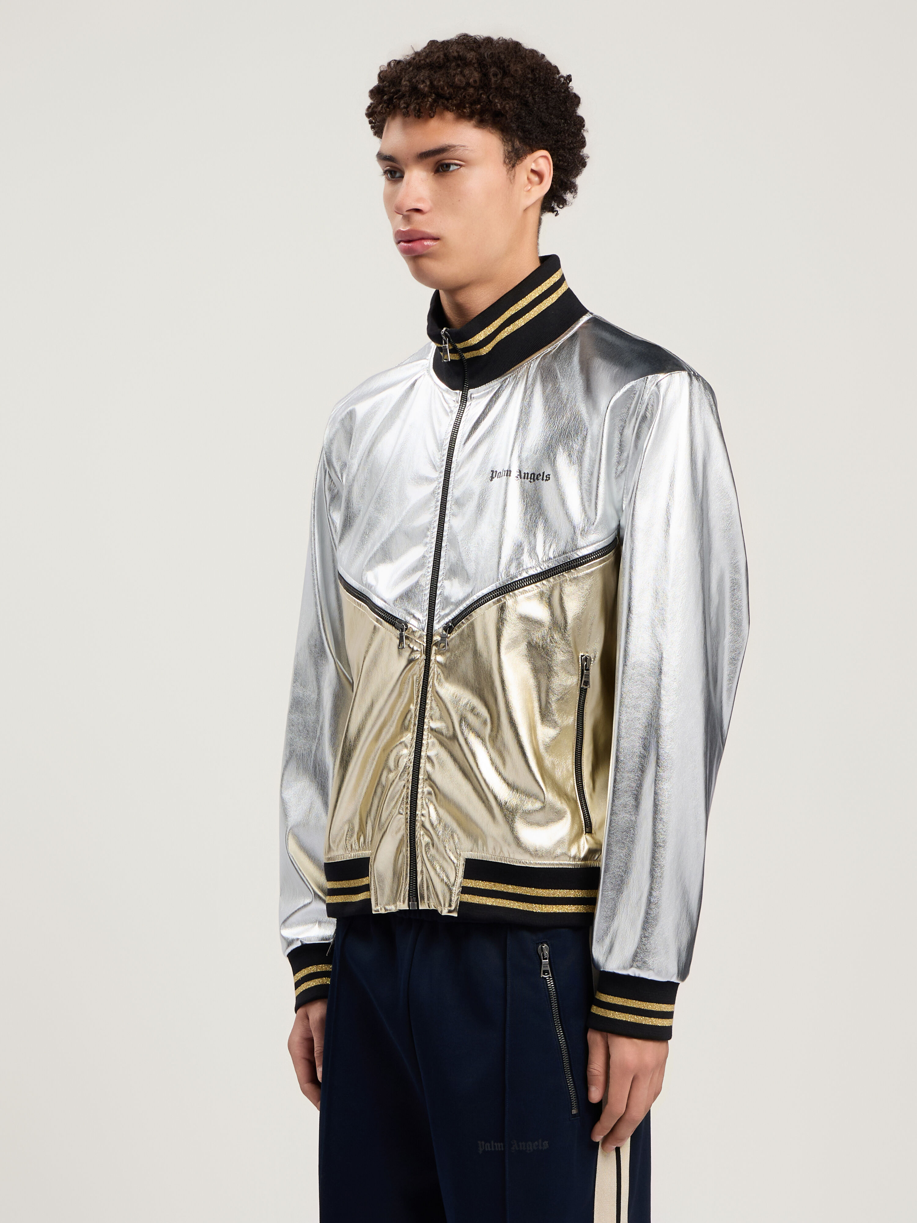 Laminated Coated Track Jacket PALM ANGELS Laminated Coated Track Jacket SILVER - GOLD PMJA046F25FAB001
