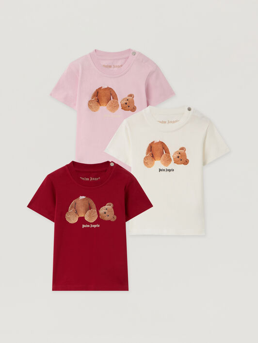 PALM ANGELS Bear Tripack T-Shirt SOFT PINK - BROWN PG2X005F25JER001