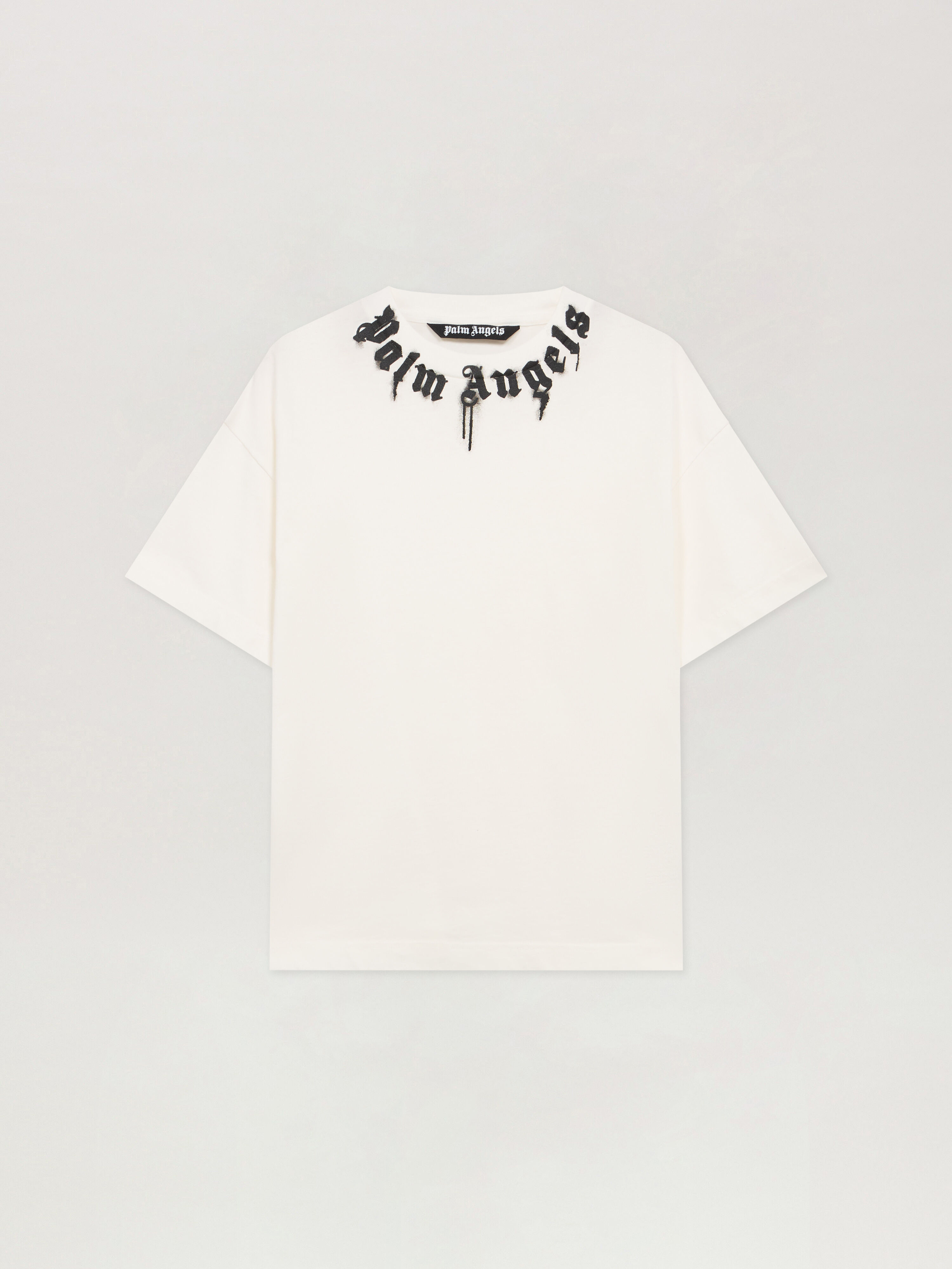 PALM ANGELS Curved Logo T-Shirt OFF WHITE - BLACK PMAA109F25JER009