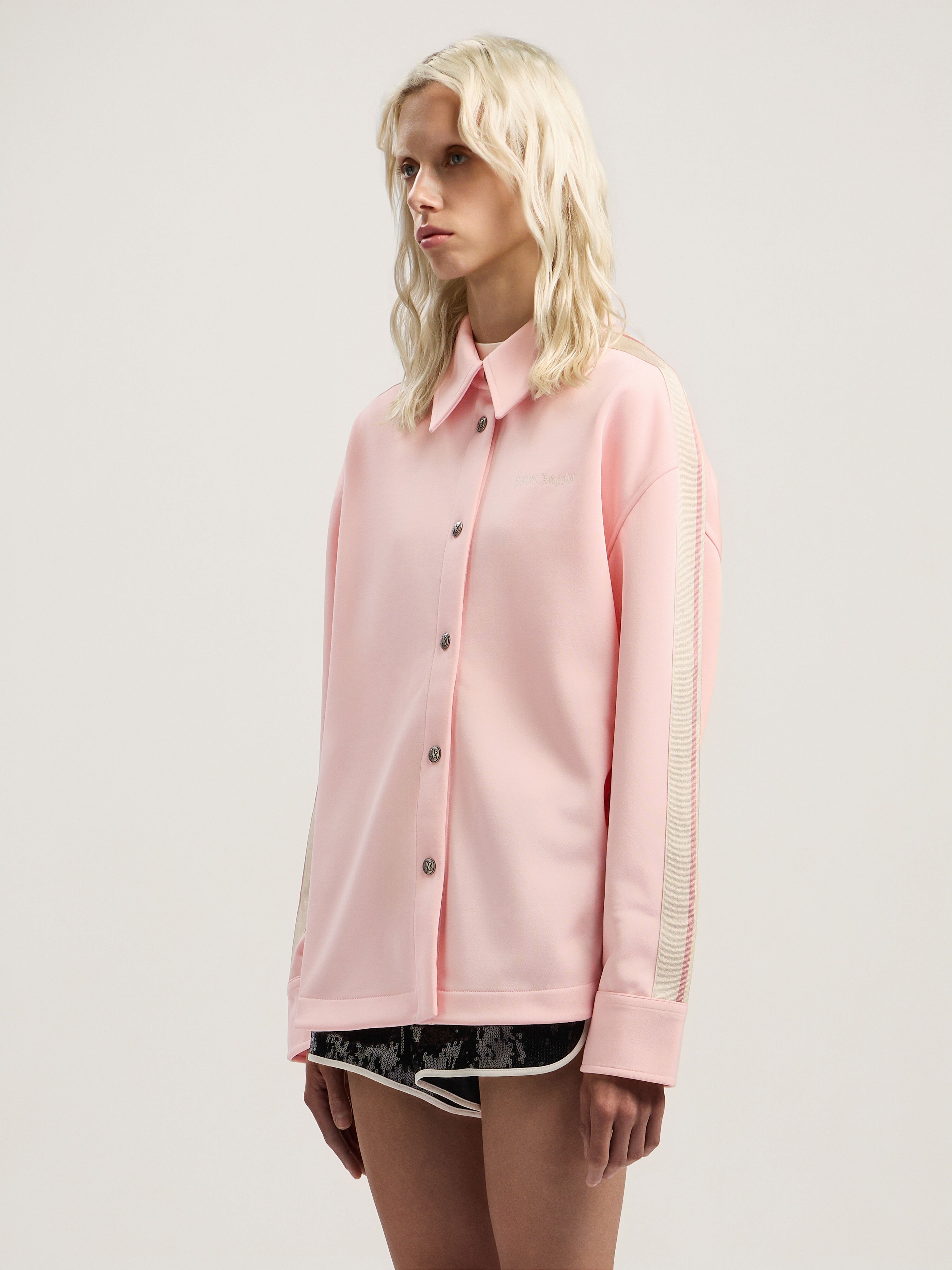 Classic Logo Tonal Track Shirt PALM ANGELS Classic Logo Tonal Track Shirt PINK - OFF WHITE PWGA050F25FAB001