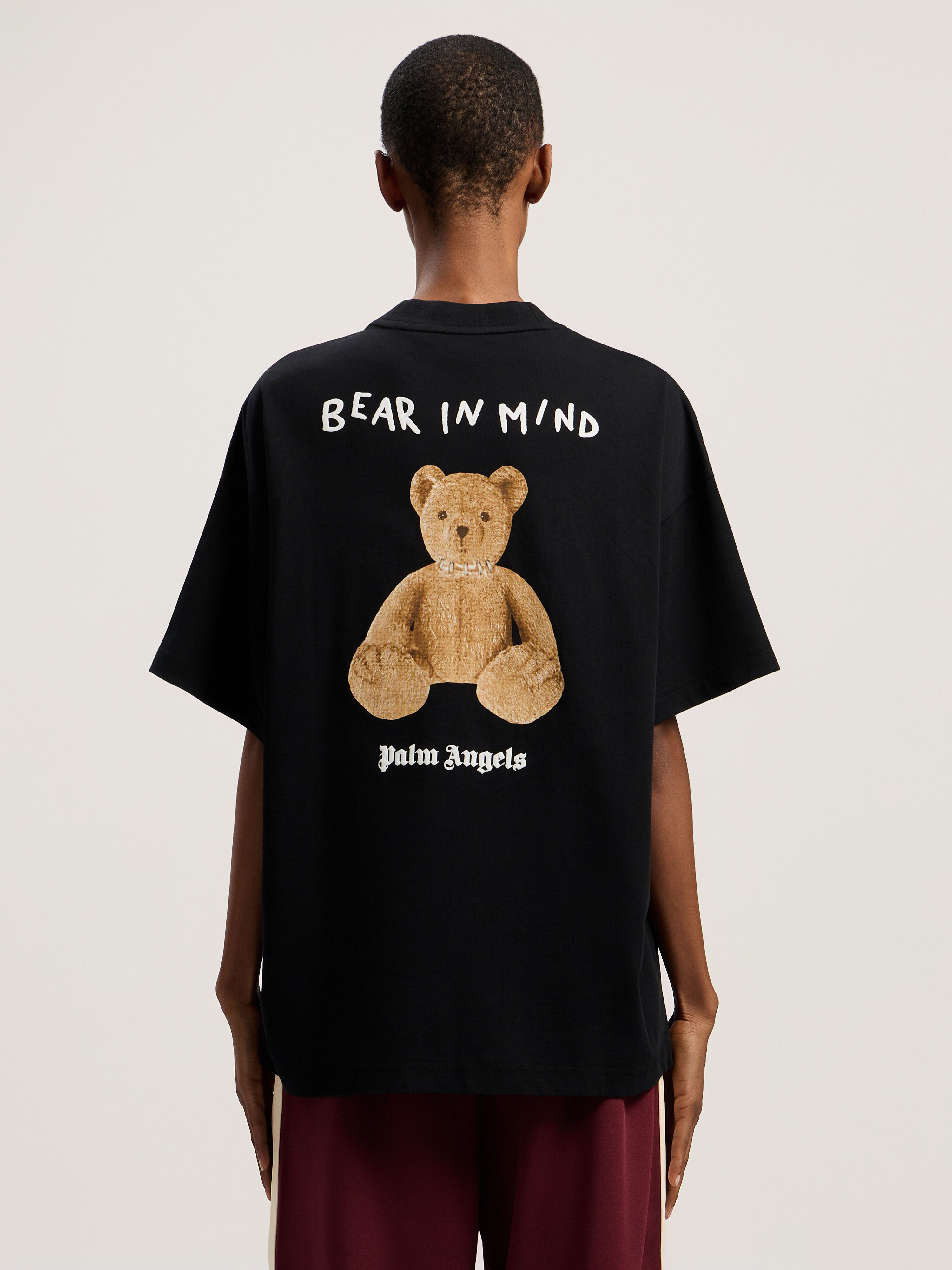 PALM ANGELS Bear In Mind Loose Tee BLACK - BROWN PWAA07BF25JER006