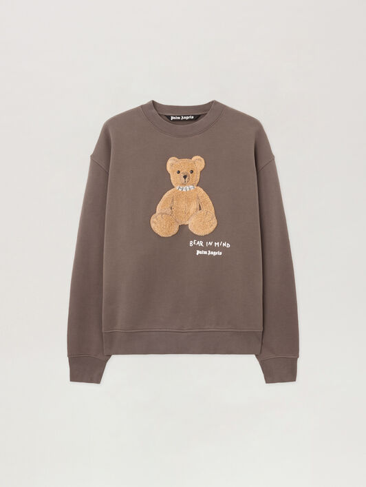 PALM ANGELS Bear In Mind Crewneck Sweatshirt DARK GREY - BROWN PMBA08HF25FLE004