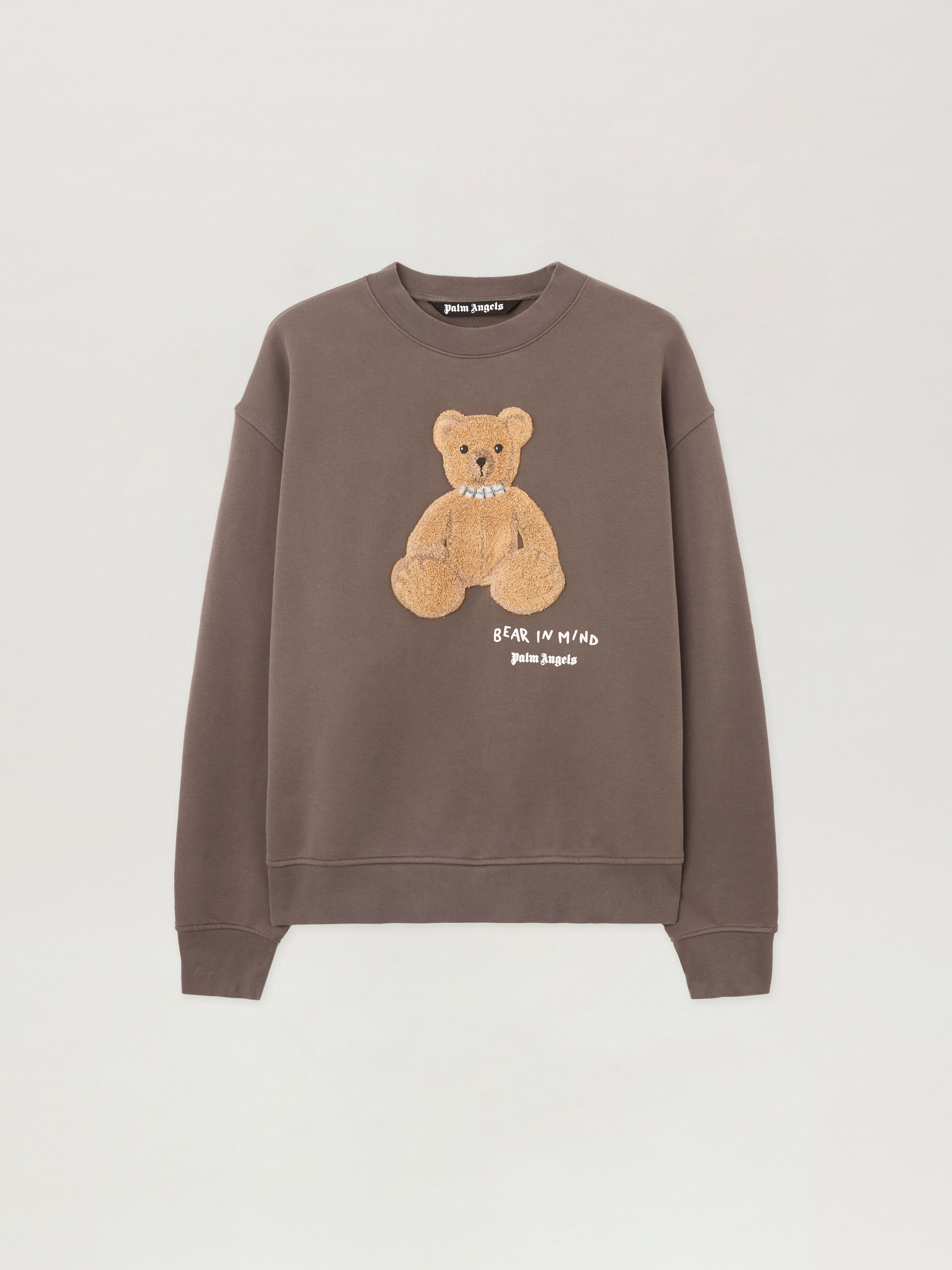 PALM ANGELS Bear In Mind Crewneck Sweatshirt DARK GREY - BROWN PMBA08HF25FLE004