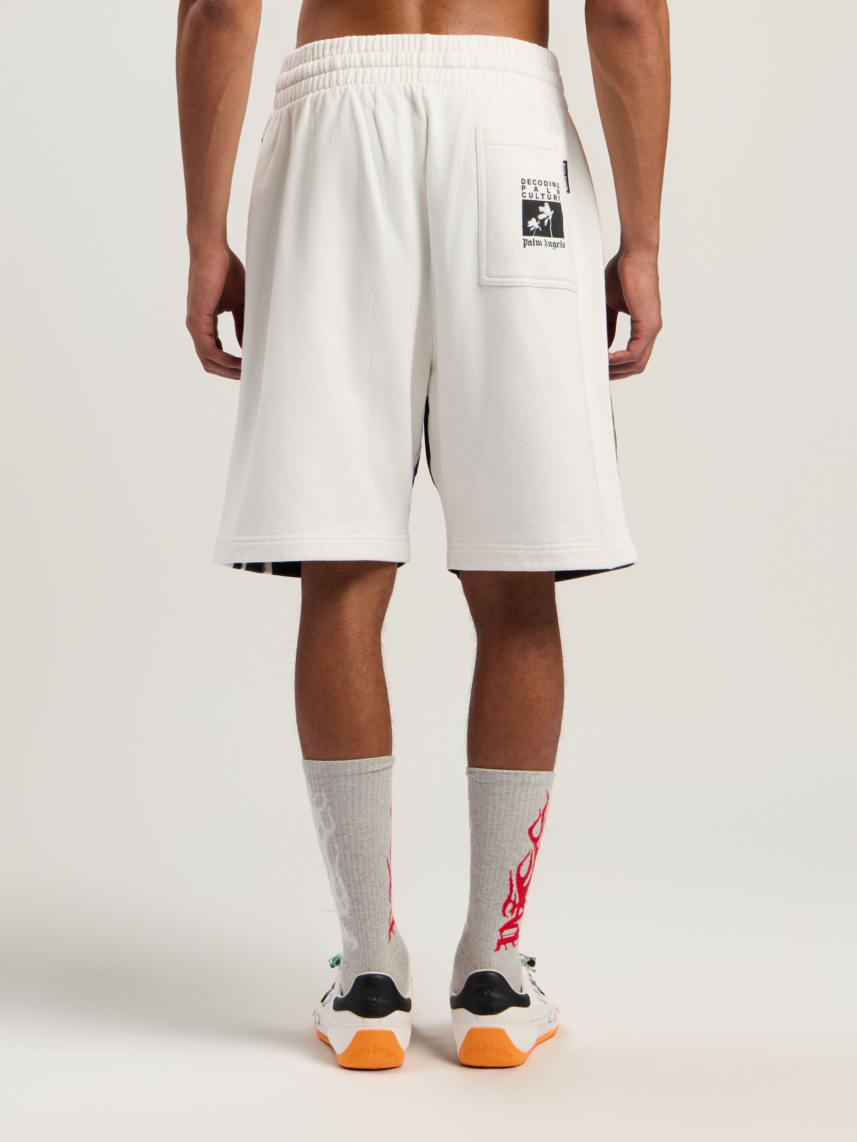 Decoding Palm Culture Sweatshort PALM ANGELS Decoding Palm Culture Sweatshort OFF WHITE - BLACK PMCI019F25FLE002