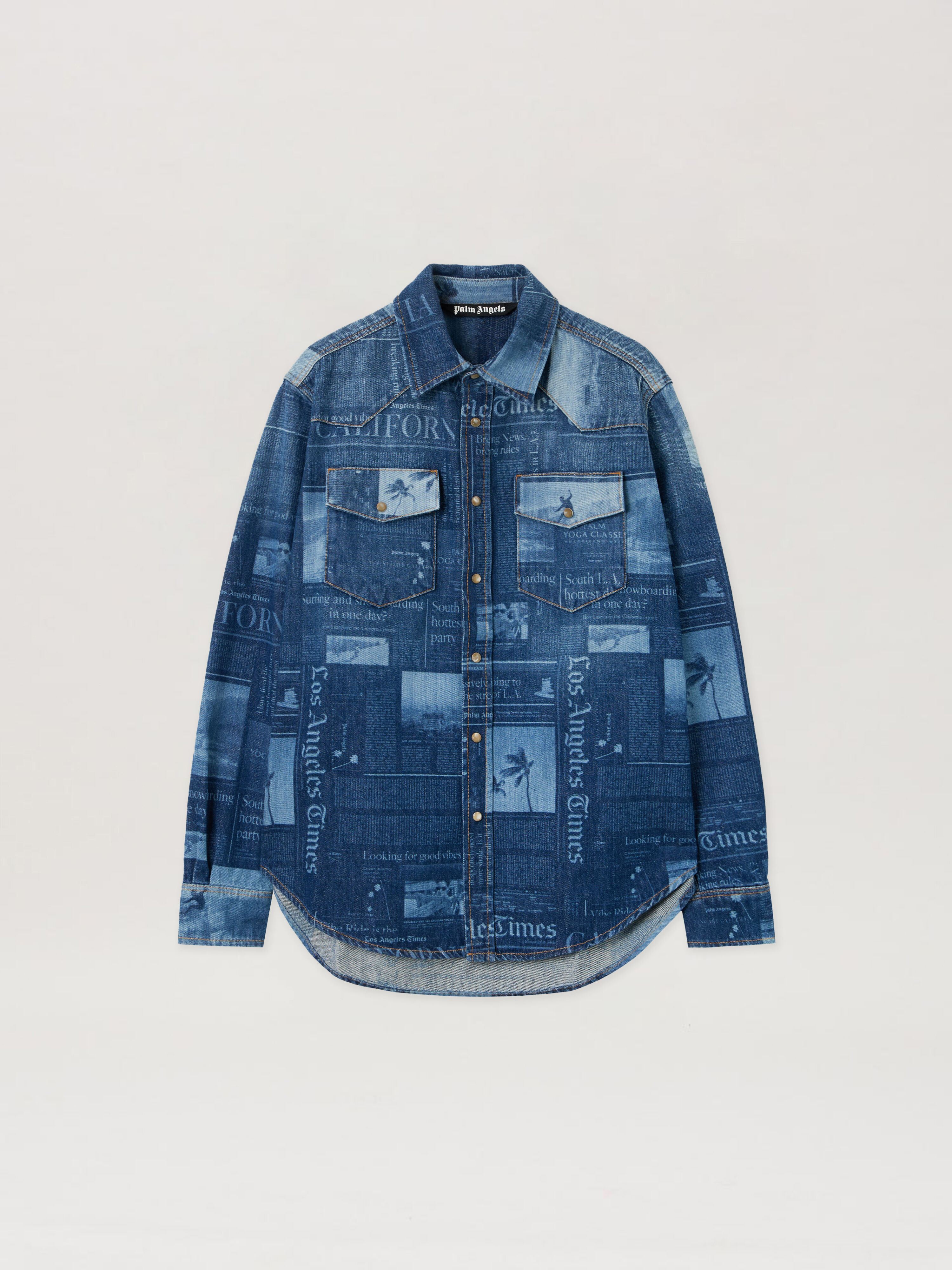 PaxLaTimes Denim Shirt PALM ANGELS PaxLaTimes Denim Shirt MEDIUM BLUE - DUSTY BLUE PMYD019F25DEN001