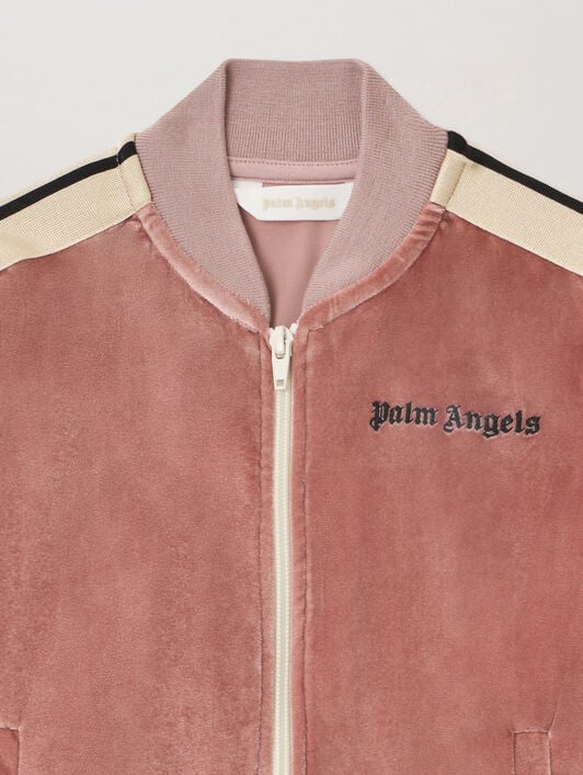PALM ANGELS Chenille Track Jacket ANTIQUE ROSE BLACK PGBD002F25FLE002