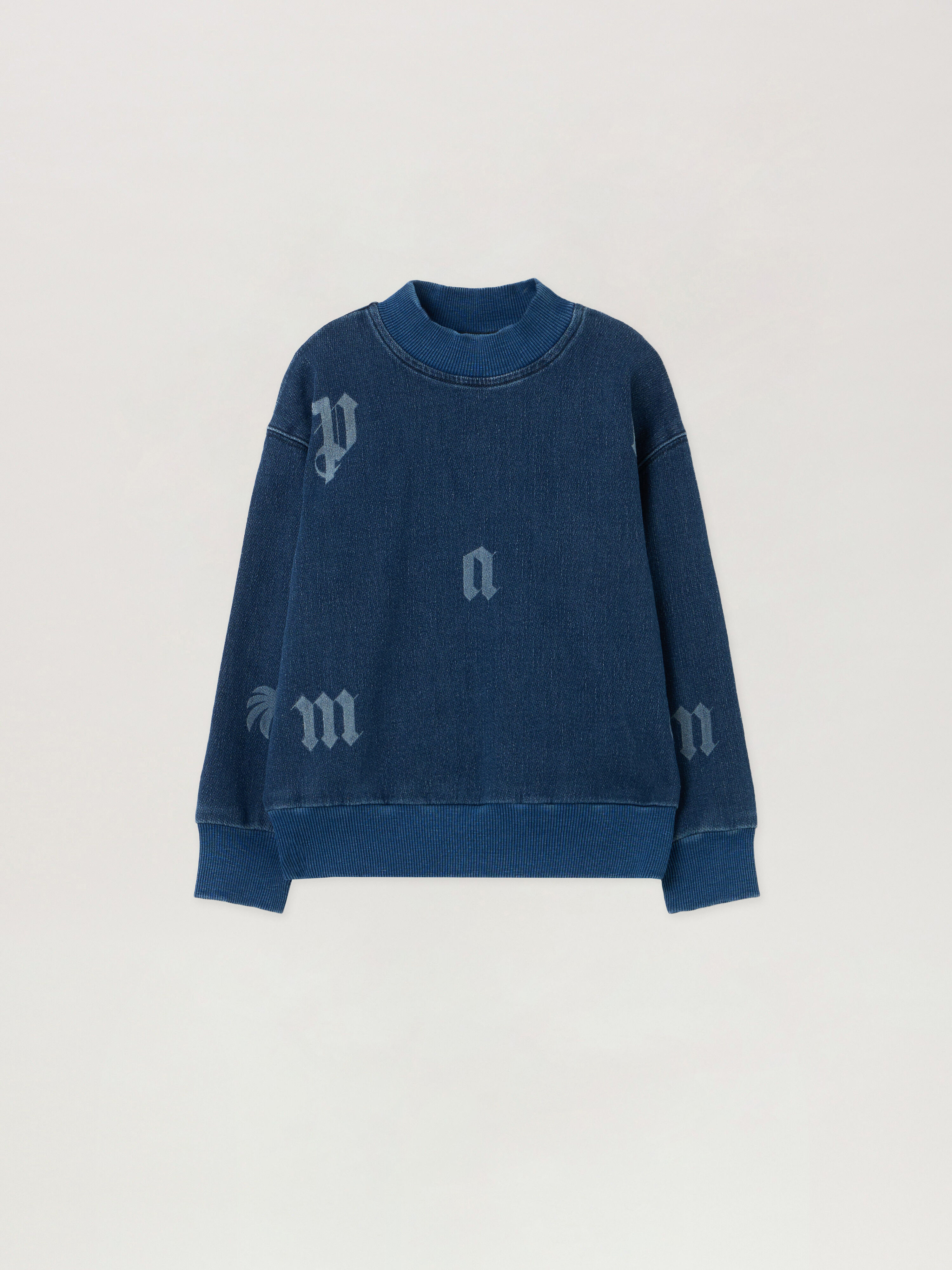 PALM ANGELS Washed Lettering Sweatshirt MEDIUM BLUE - LIGHT BLUE PBBA012F25DEN001