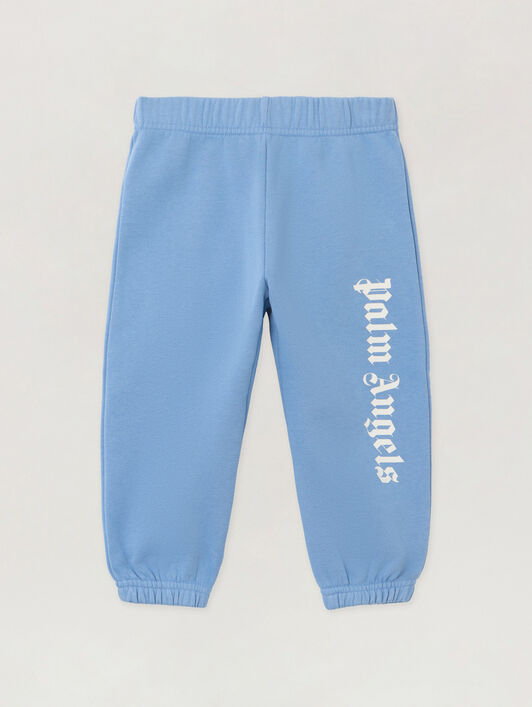 PALM ANGELS Oversized Logo Sweatpants DUSTY BLUE - OFF WHITE PBXD001F25FLE001