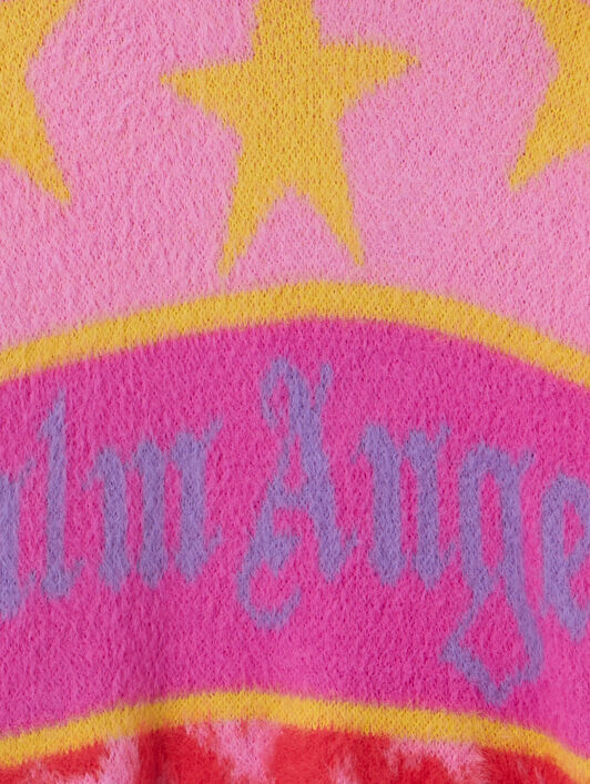 PALM ANGELS Spray Hearts Sweater ROSE PINK - LILAC PGHE002F25KNI003