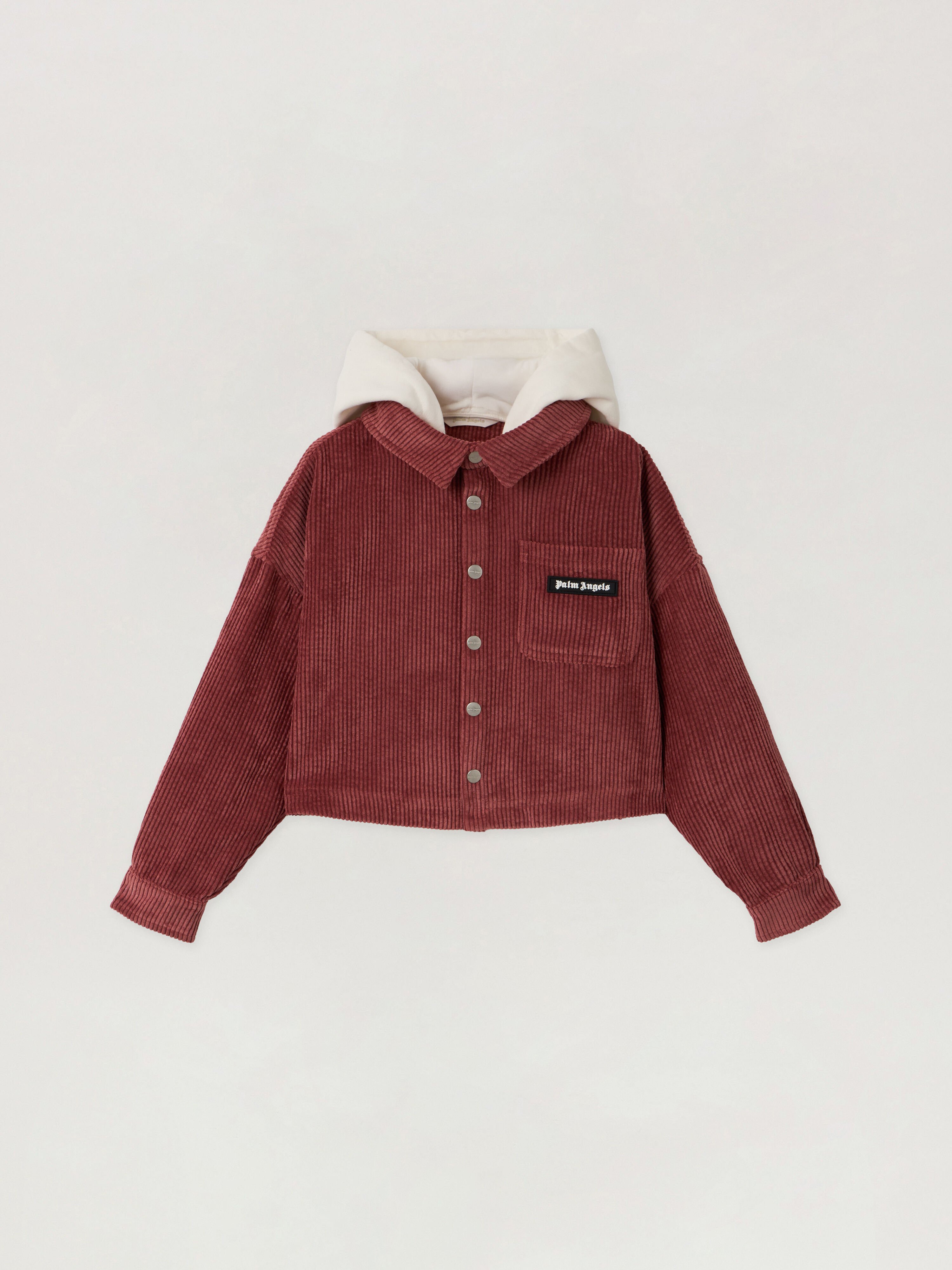 PALM ANGELS Corduroy Crop Jacket ANTIQUE ROSE OFF WHITE PGES006F25FAB001