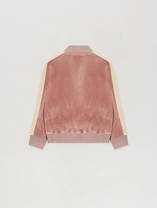 PALM ANGELS Chenille Track Jacket ANTIQUE ROSE BLACK PGBD002F25FLE002