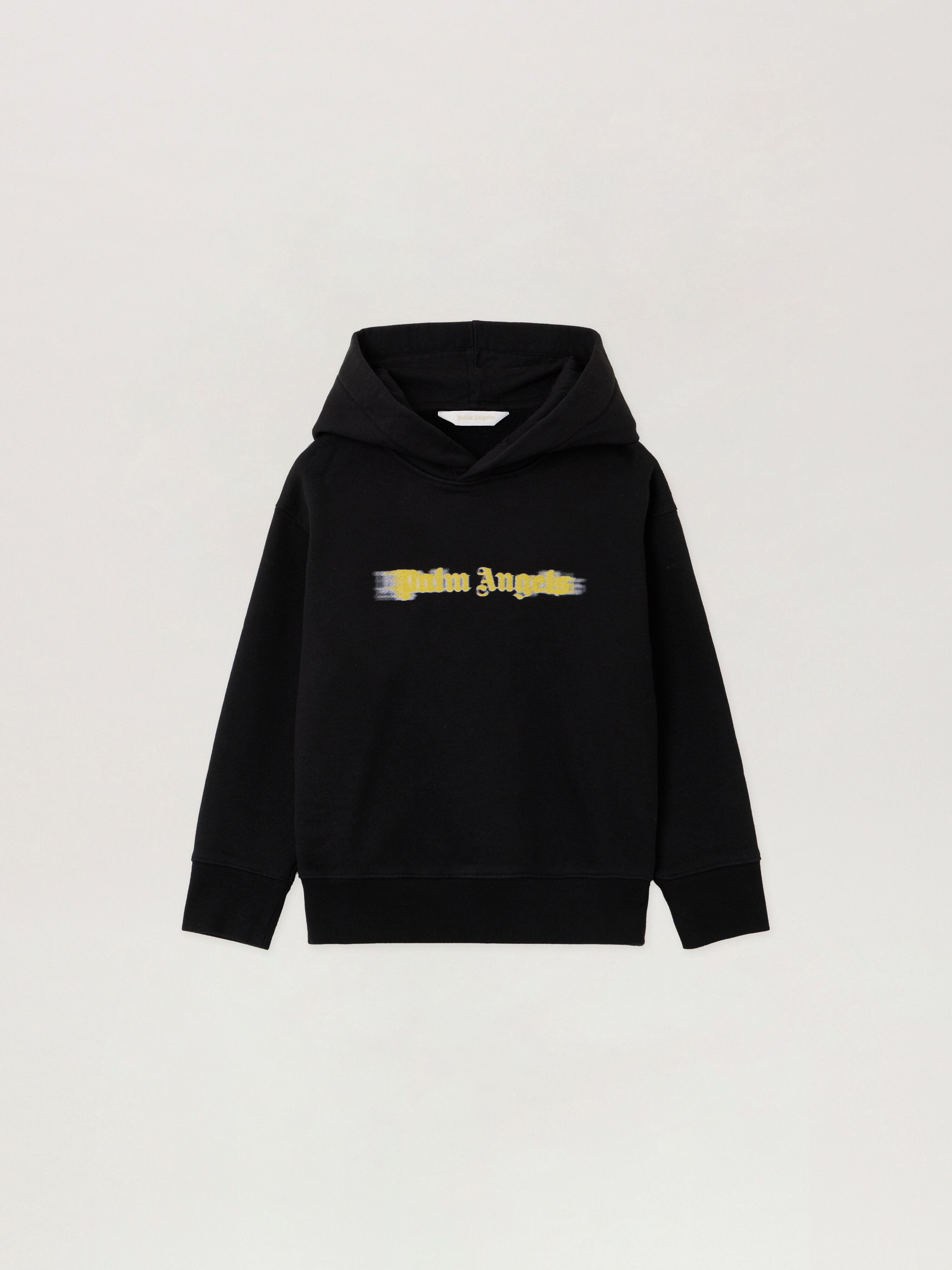 PALM ANGELS Blurred Logo Hoodie BLACK - OCHER YELLOW PBBB012F25FLE002