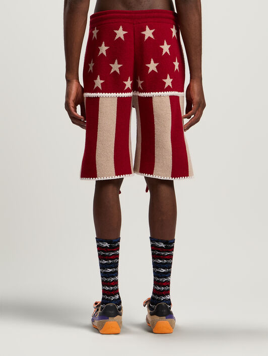 Stars and Stripes Shorts PALM ANGELS Stars and Stripes Shorts RED - ECRU PMHM015F25KNI001