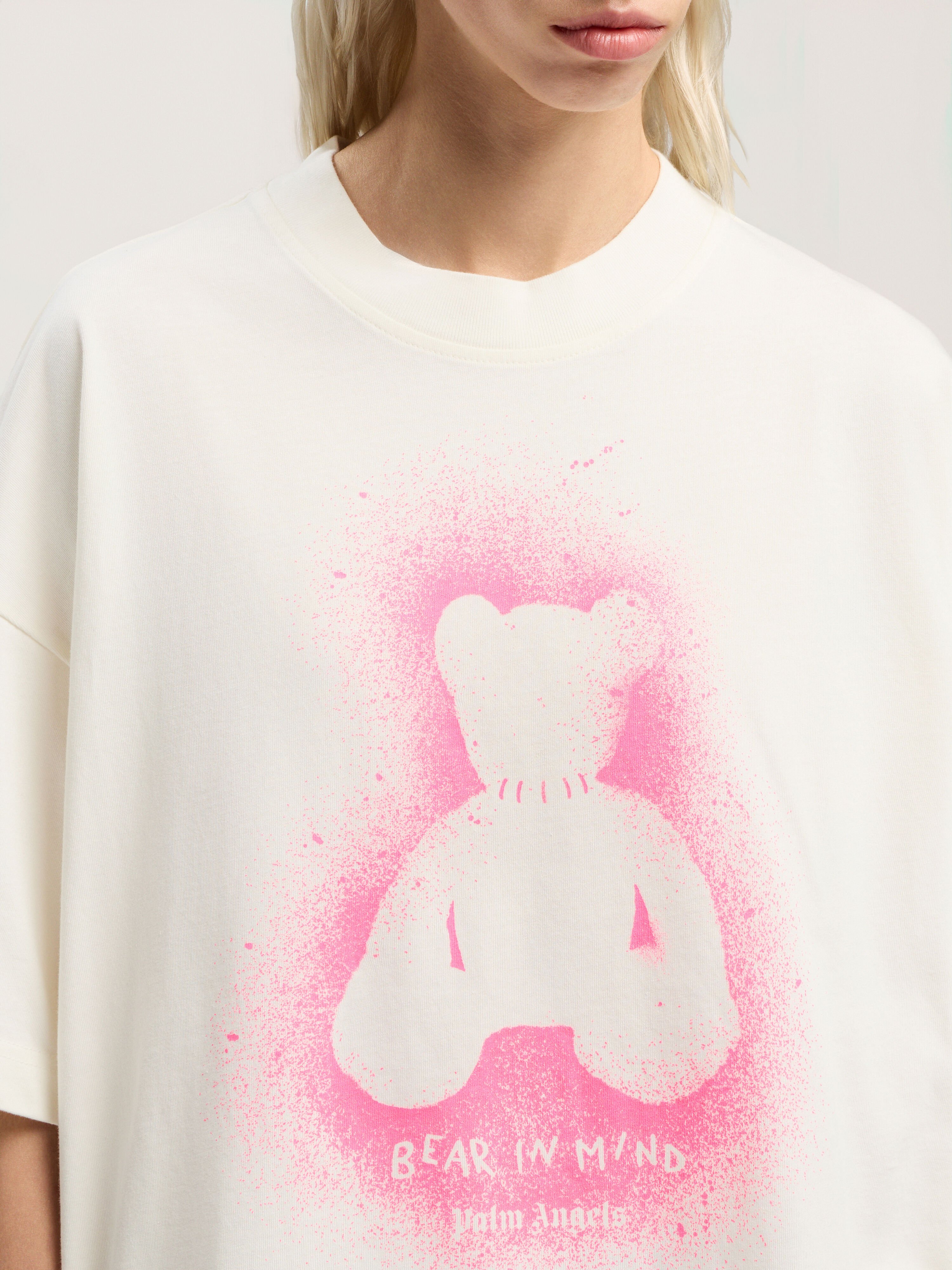 Spray Bear Loose T-Shirt PALM ANGELS Spray Bear Loose T-Shirt OFF WHITE - FUCHSIA FLUO PWAA07BF25JER005