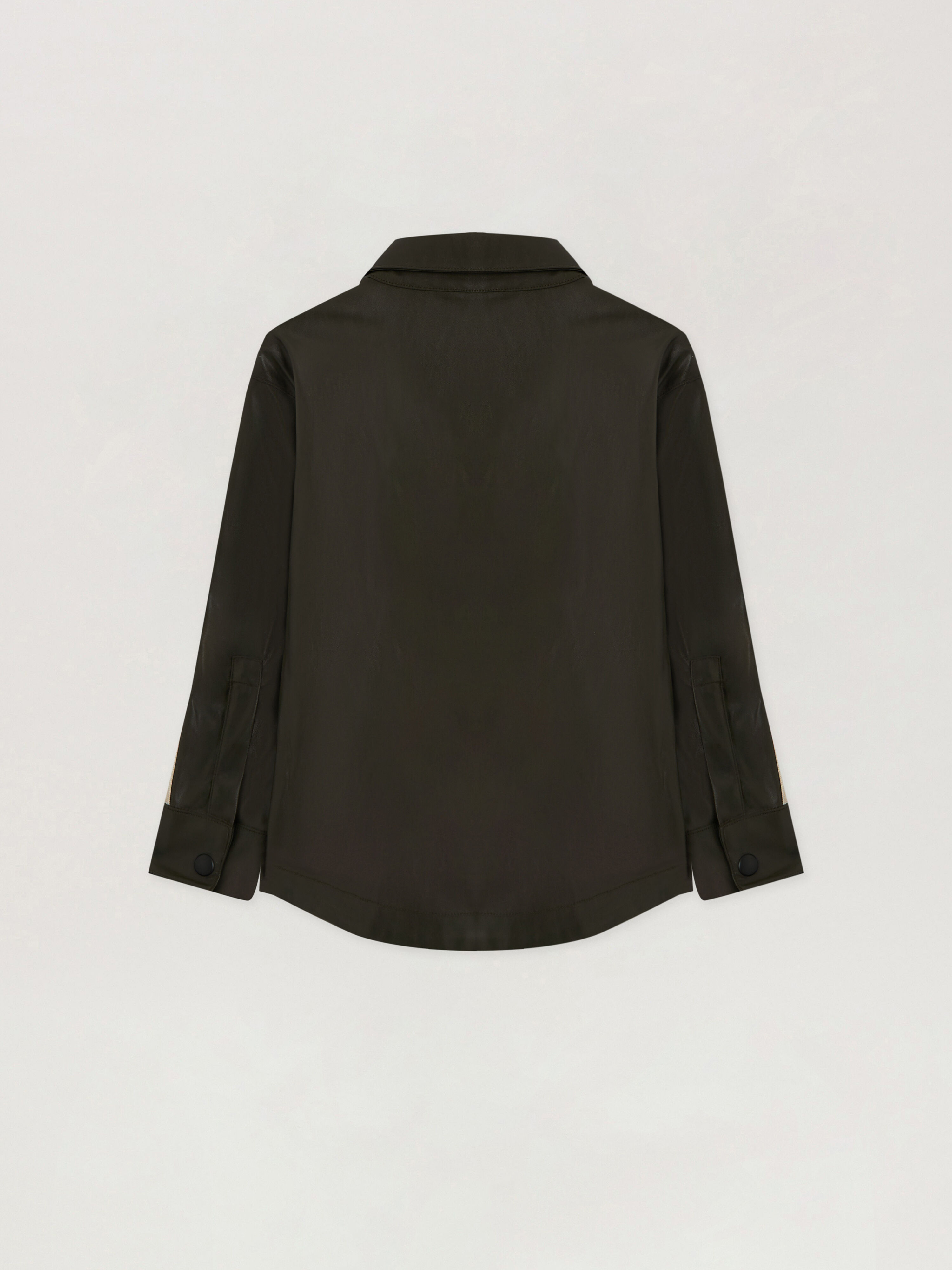 PALM ANGELS Coated Track Shirt MILITARY GREEN - BLACK PBGA009F25FAB001