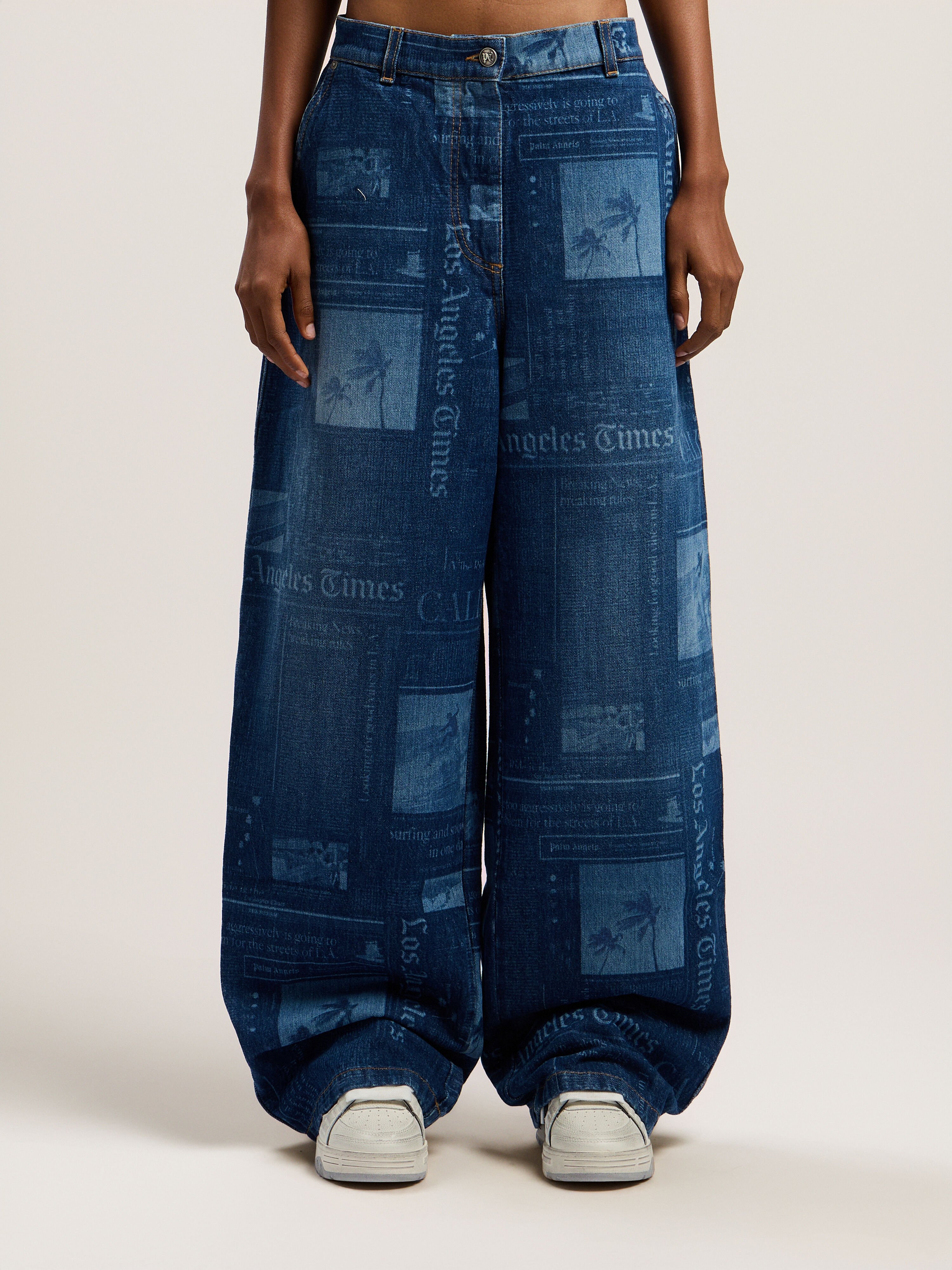 PaxLaTimes Baggy Denim Pants PALM ANGELS PaxLaTimes Baggy Denim Pants MEDIUM BLUE - DUSTY BLUE PWYB040F25DEN001
