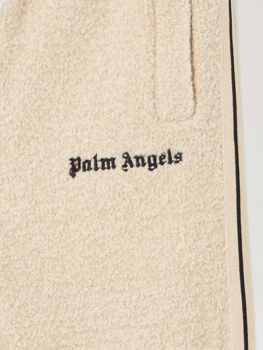 PALM ANGELS Logo Teddy Track Pants ECRU - BROWN PBXQ002F25KNI001