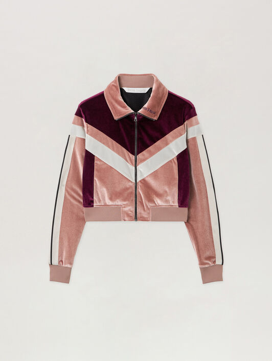 Colorblock Chenille Track Jacket PALM ANGELS Colorblock Chenille Track Jacket SOFT PINK - BURGUNDY PWBD066F25FAB001