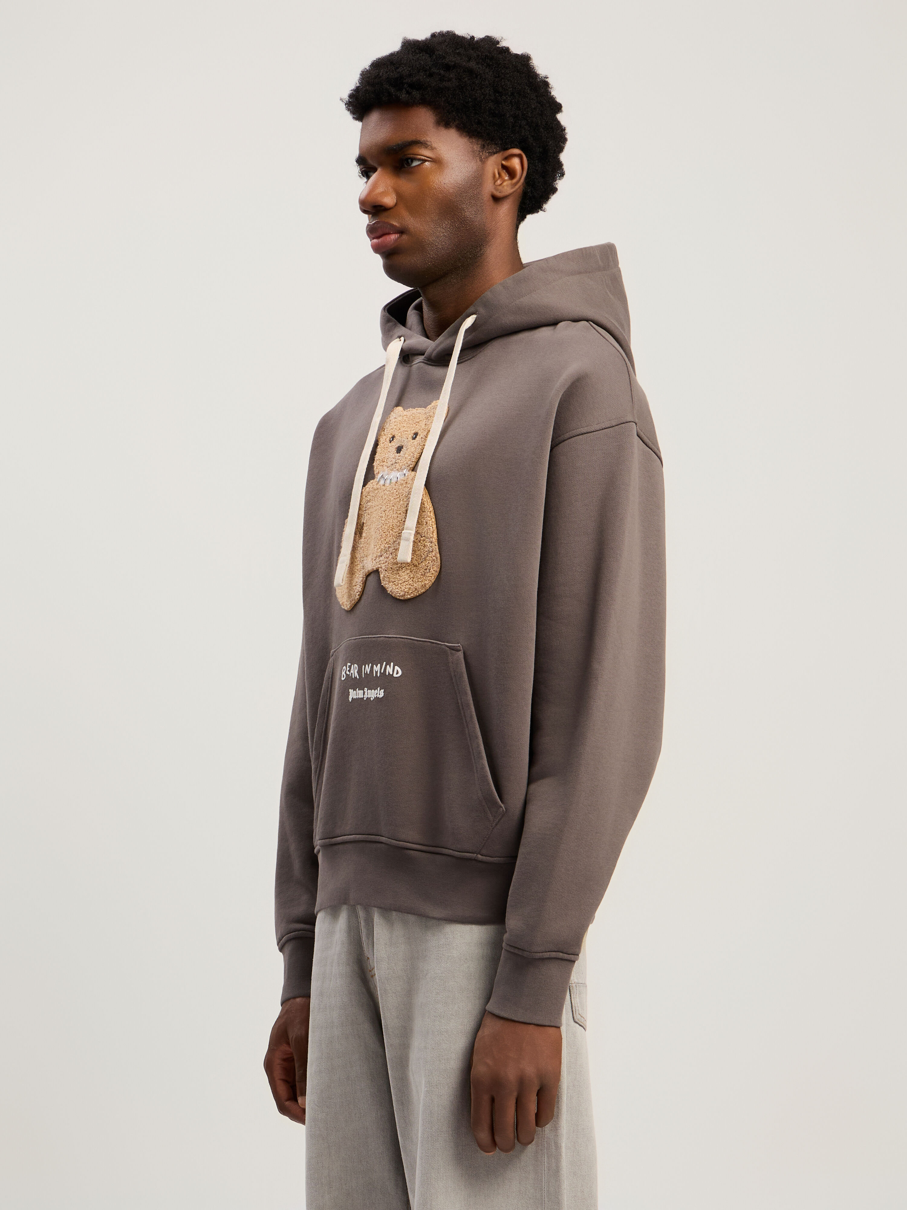 Bear In Mind Hoodie PALM ANGELS Bear In Mind Hoodie DARK GREY - BROWN PMBB17DF25FLE004