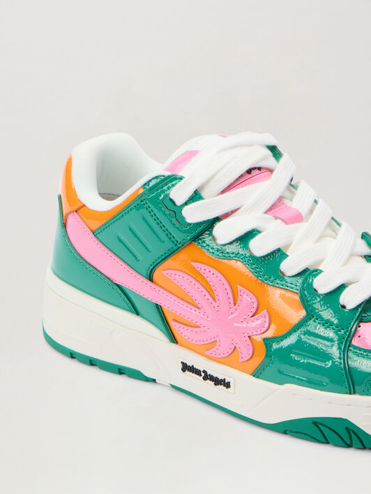 PALM ANGELS Venice Vinyl Sneakers ORANGE - TEAL PMIA101F25LEA002