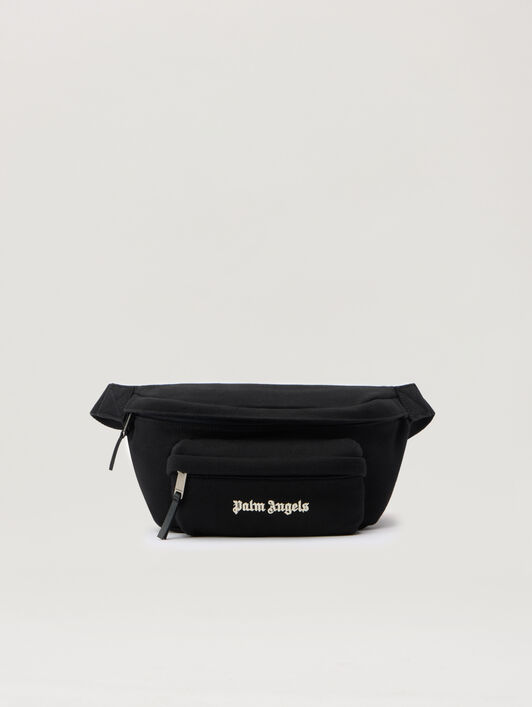 PALM ANGELS Classic Logo Fanny Pack BLACK - OFF WHITE PMNO009F25FLE001