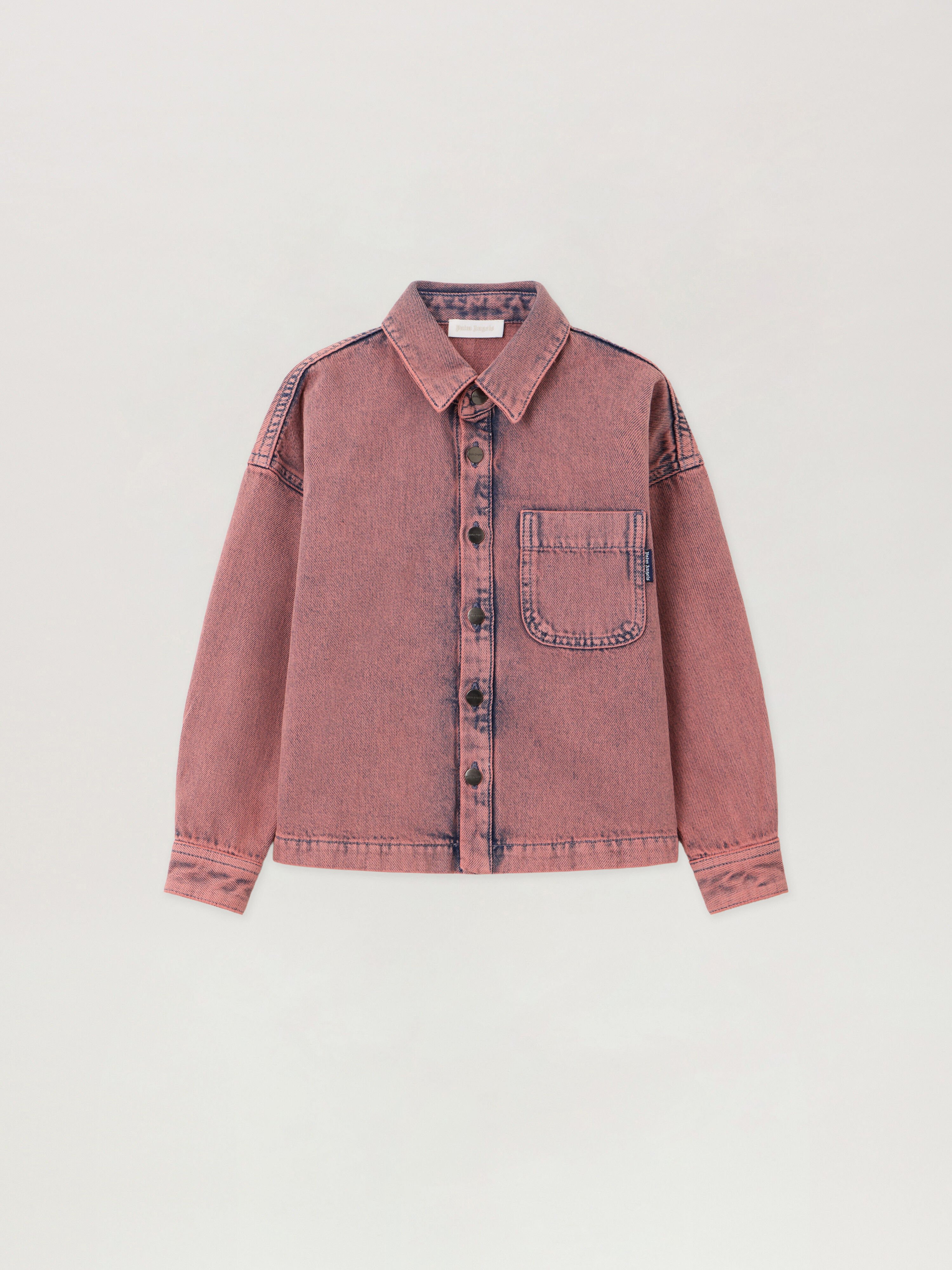 Overdye Denim Crop Shirt PALM ANGELS Overdye Denim Crop Shirt PINK - BLUE PGYD001F25DEN001