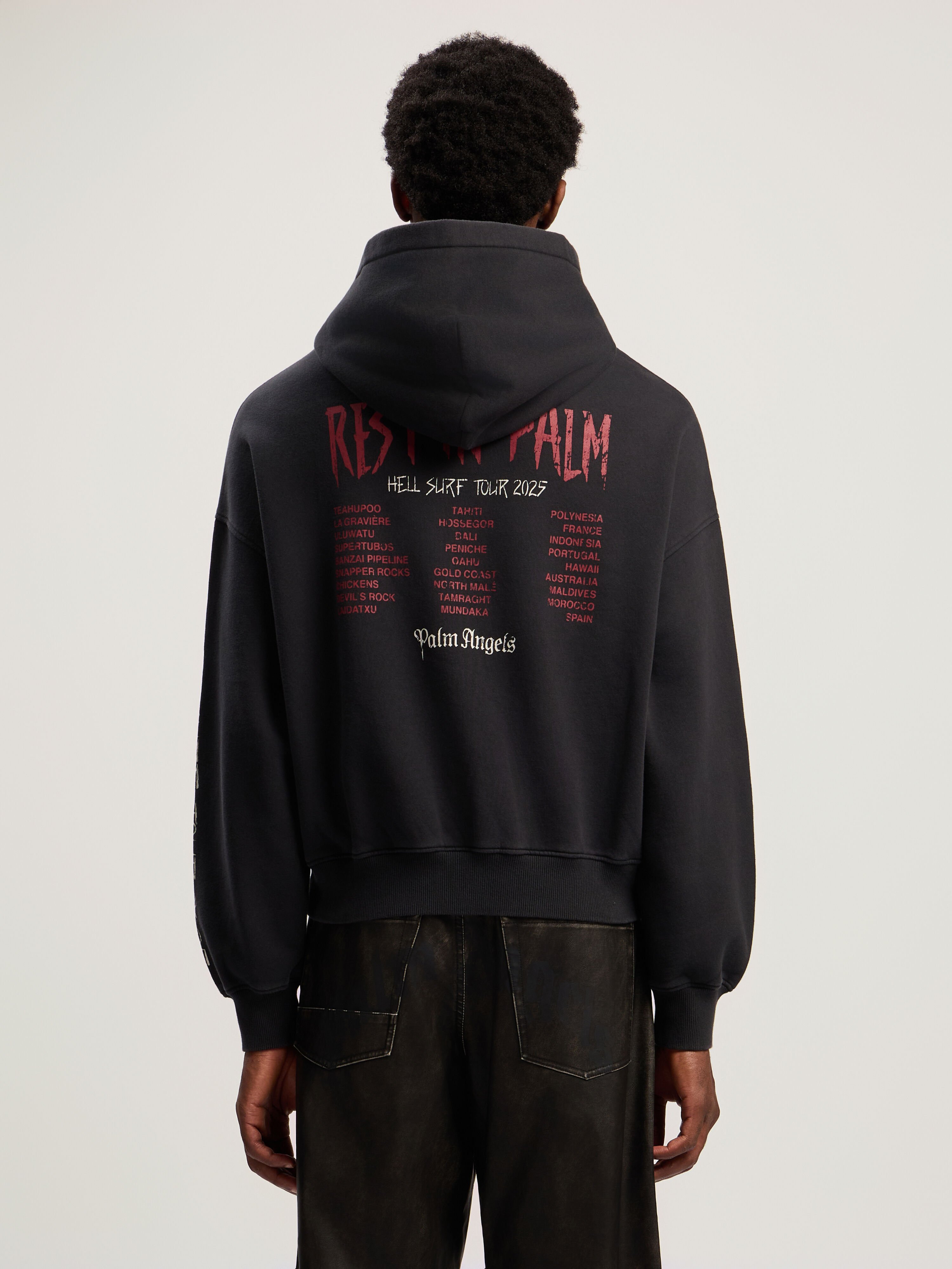 PALM ANGELS Rest In Palm Loose Hoodie BLACK - MULTICOLOR PMBB17IF25FLE001