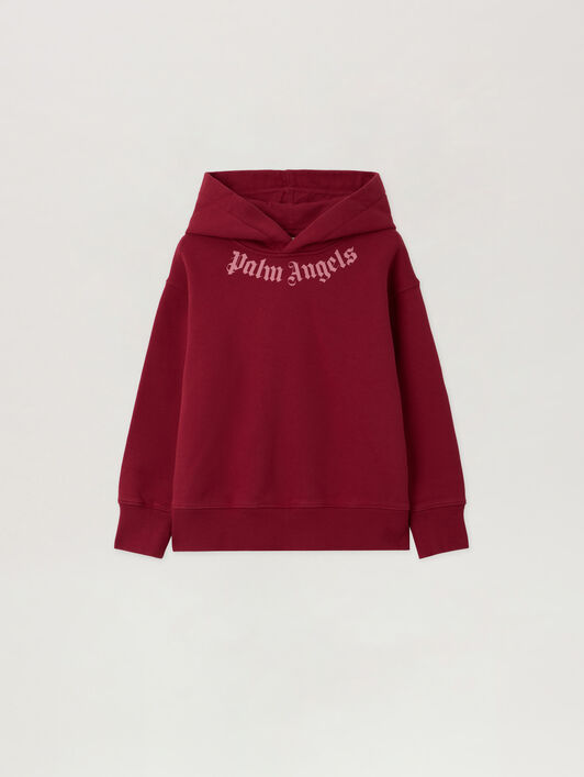 PALM ANGELS Neck Logo Hoodie BRICK RED - PGBB015F25FLE002
