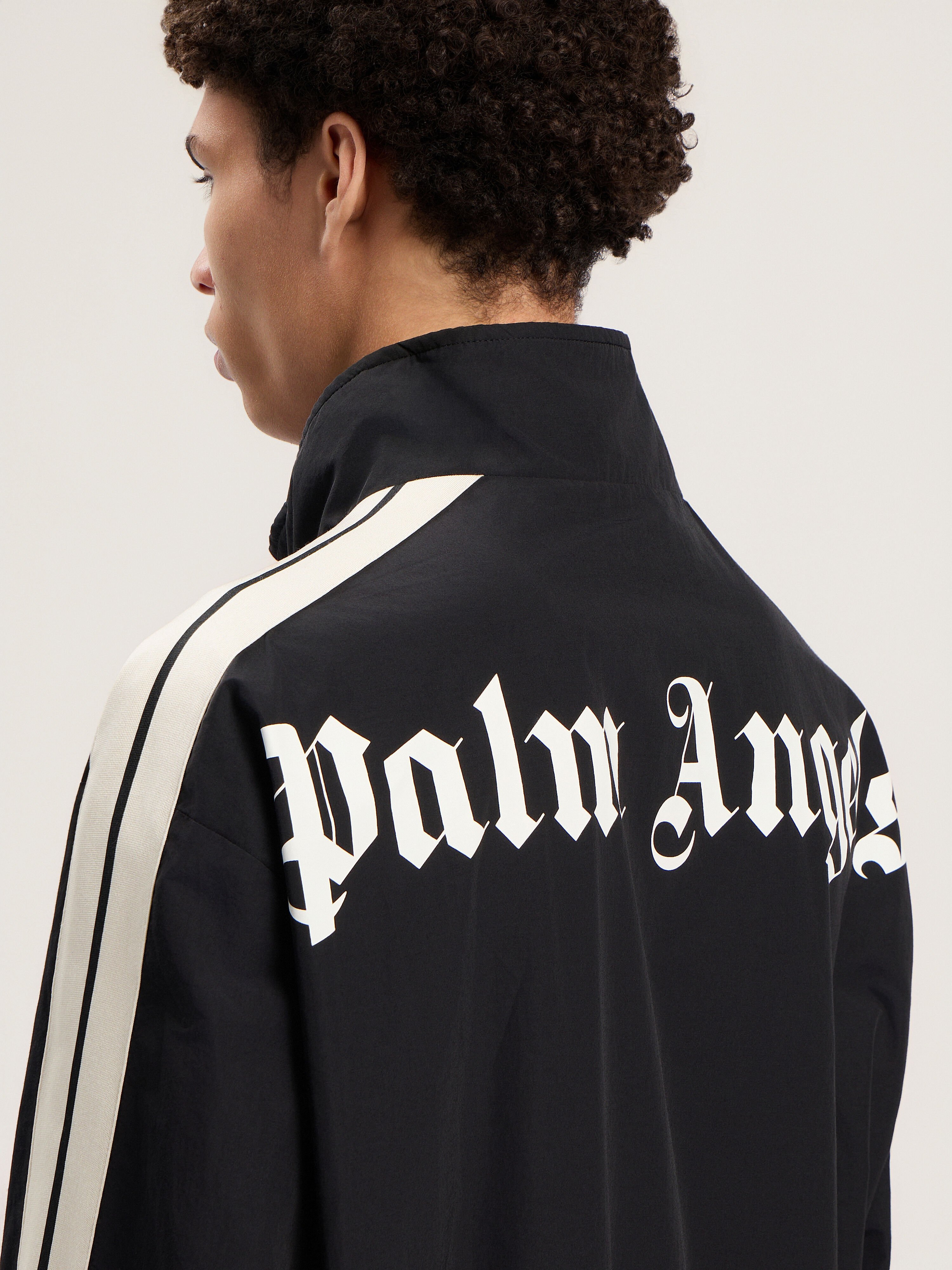 PALM ANGELS Classic Logo Windbreaker Jacket BLACK - OFF WHITE PMEB029F25FAB001