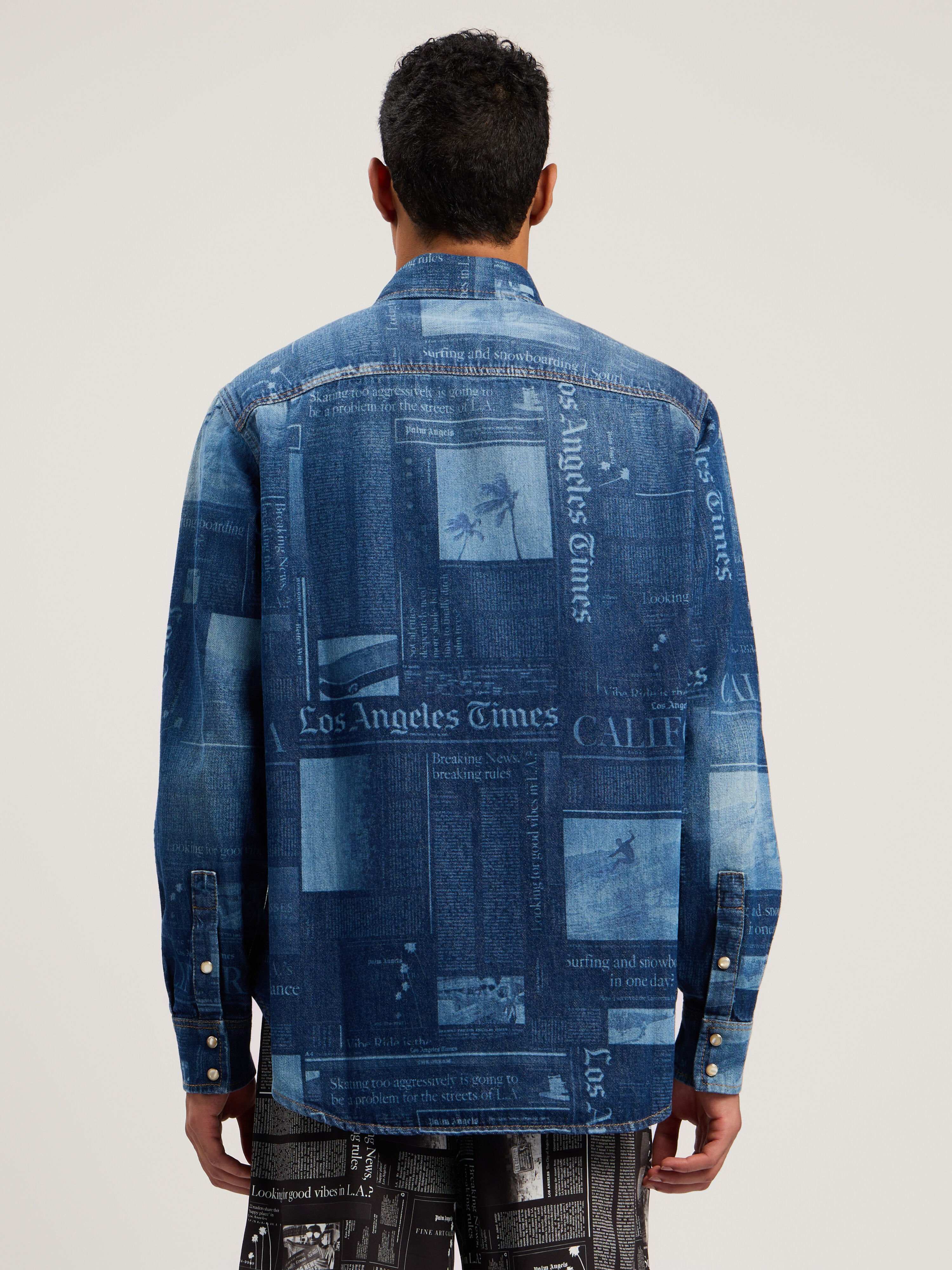 PaxLaTimes Denim Shirt PALM ANGELS PaxLaTimes Denim Shirt MEDIUM BLUE - DUSTY BLUE PMYD019F25DEN001