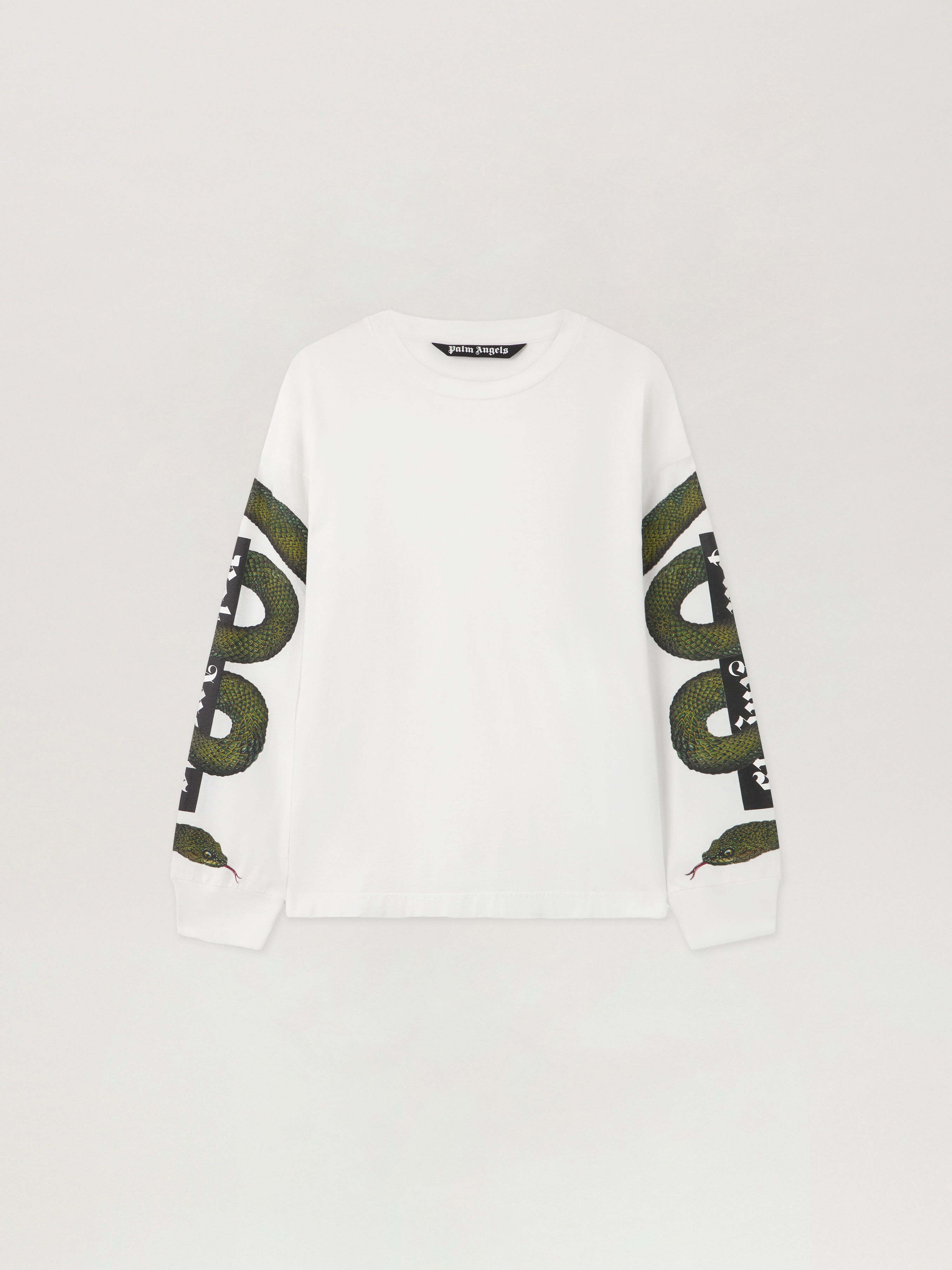 PALM ANGELS Snake Box Logo Long Sleeve T-Shirt OFF WHITE - GREEN PMAB058F25JER002
